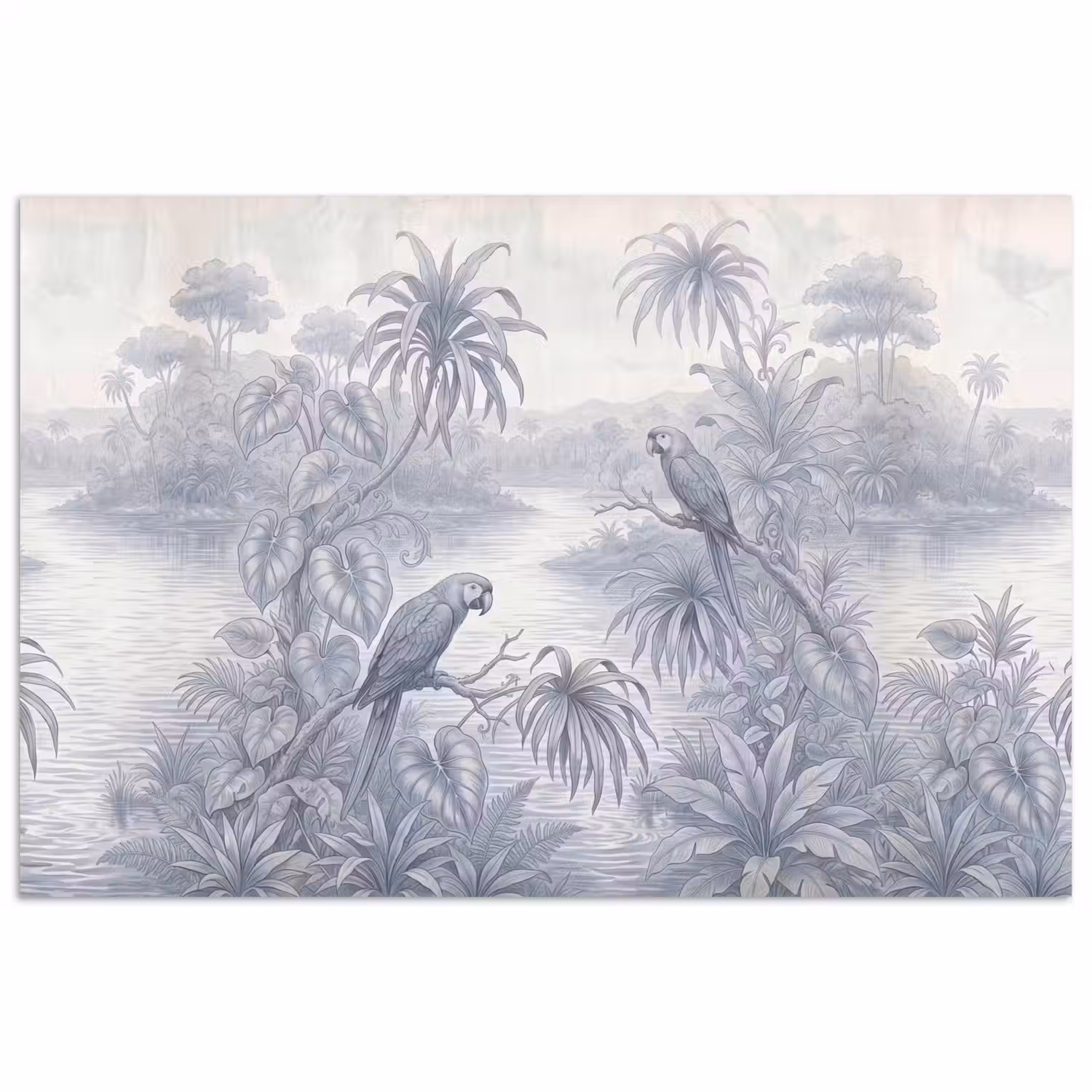 Vogel - Rivier - Tropisch - Illustratie - Blauw poster papier klein -3d