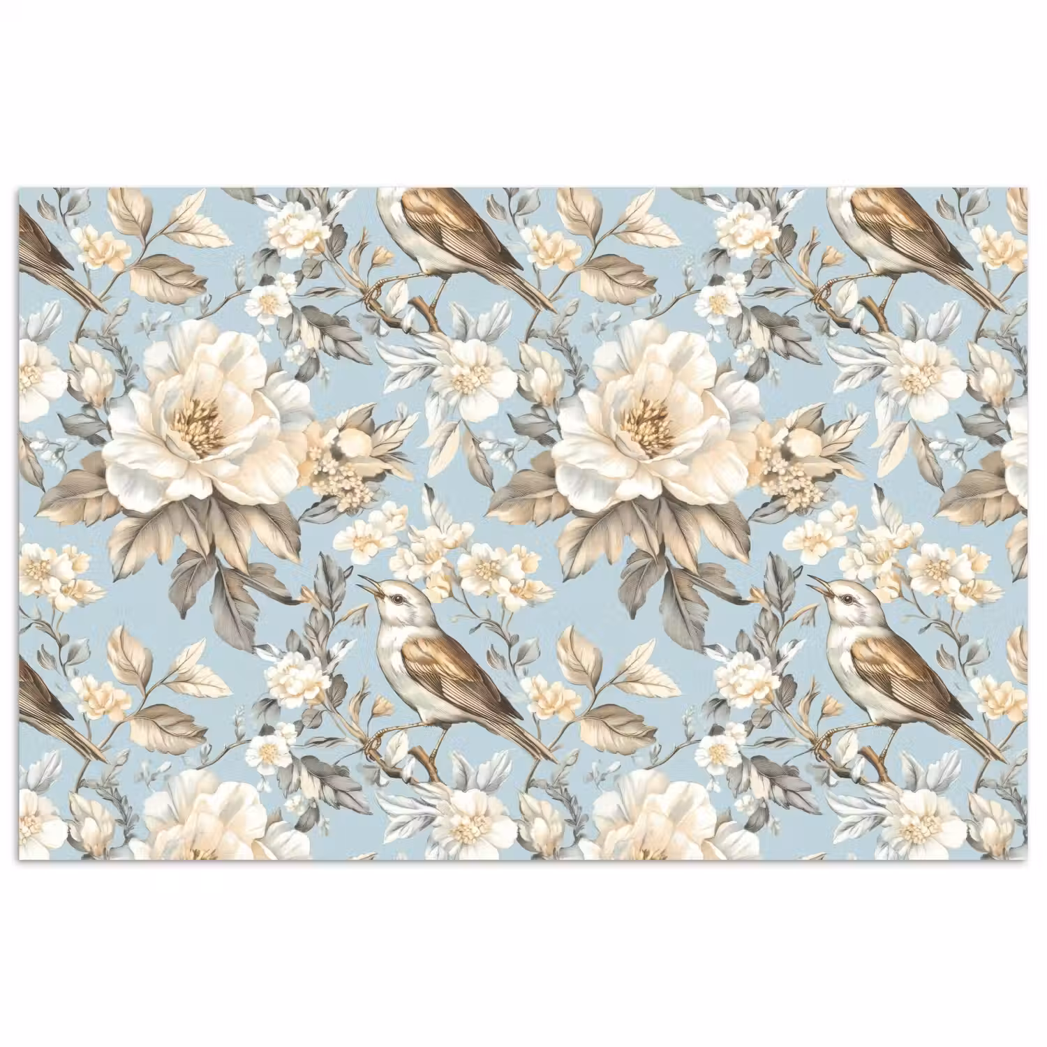 Botanisch - Zangvogel - Blauw poster papier klein 62 -3d