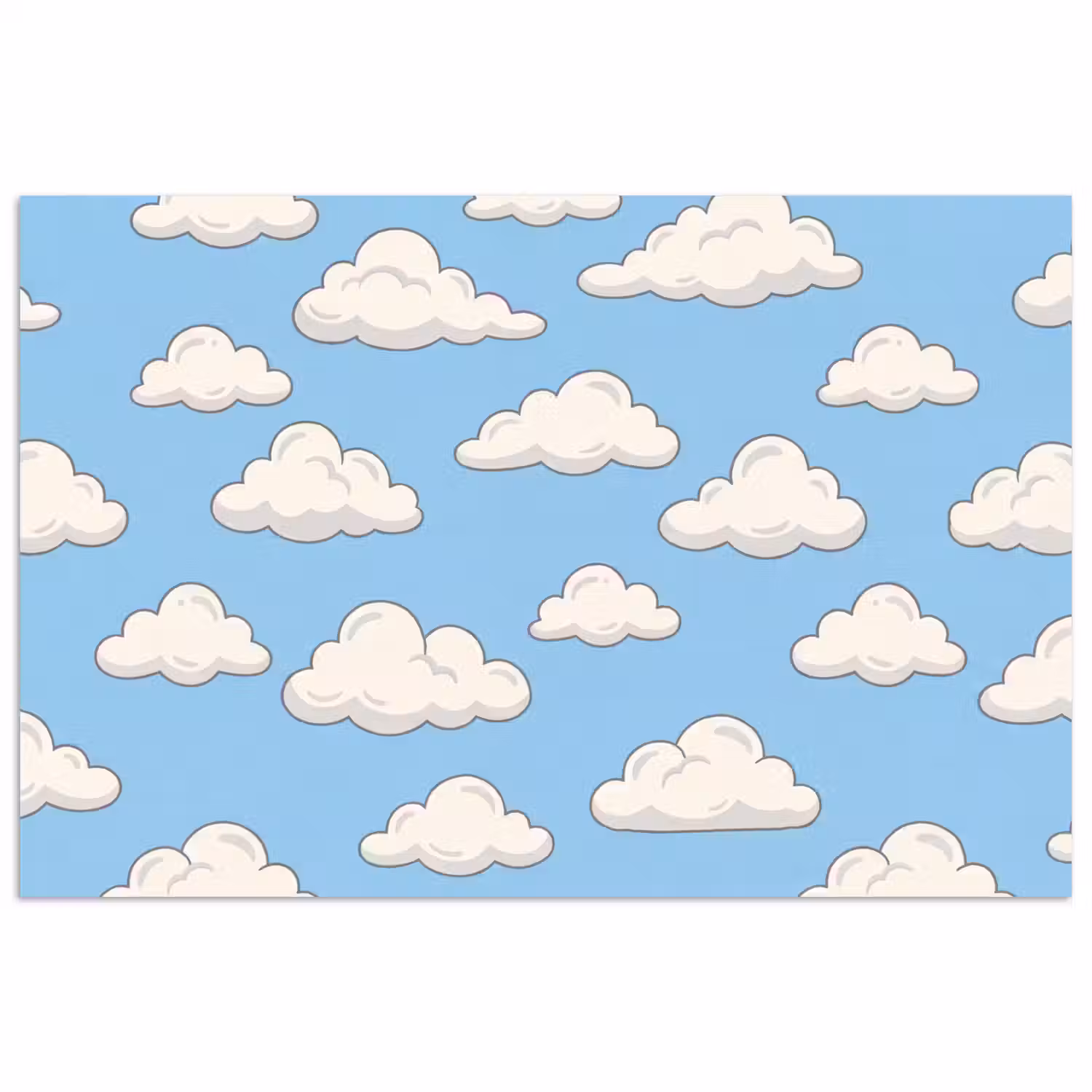 Wolk - Cartoon - Lucht - Blauw - Wit poster papier klein -3d