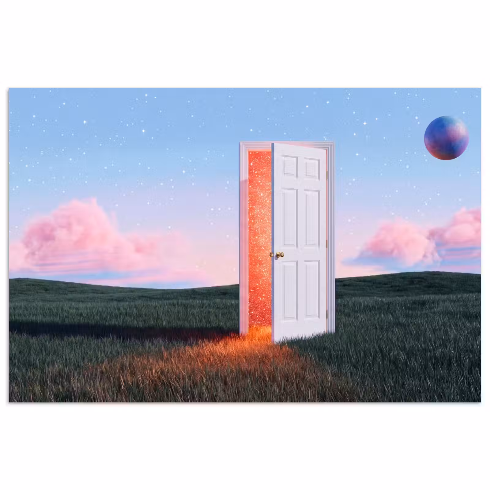 Poster - Door - Fantasy - Space - Deur - Fantasie - Ruimte poster papier klein