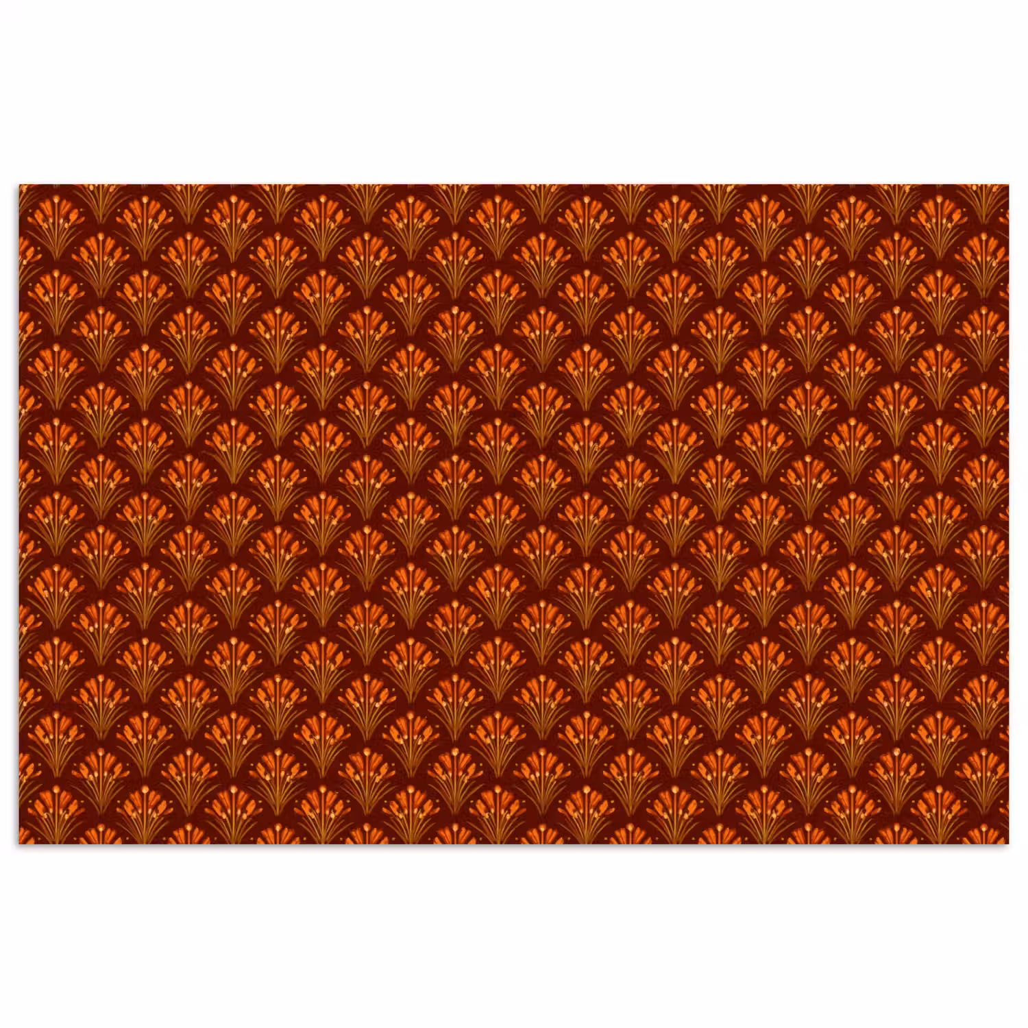 Waaiers - Art Deco - Botanisch - Roestbruin - Oranje poster papier klein 62 -3d