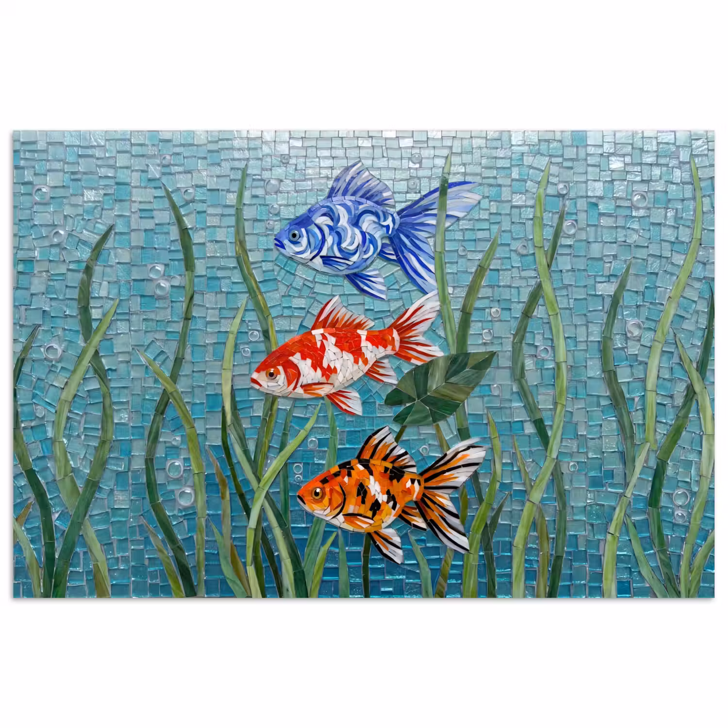 Vis - Mozaïek - Onderwater - Kleurrijk - Dieren poster papier klein -3d