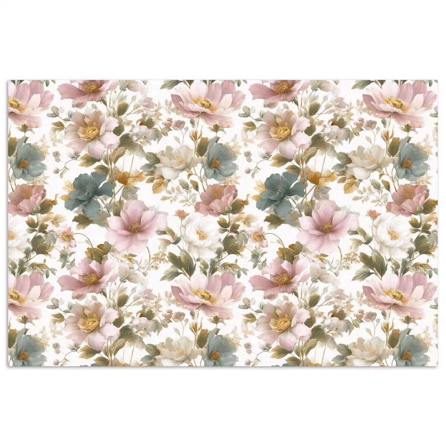 Bloemen - Patroon - Pastel poster papier klein 62 -3d