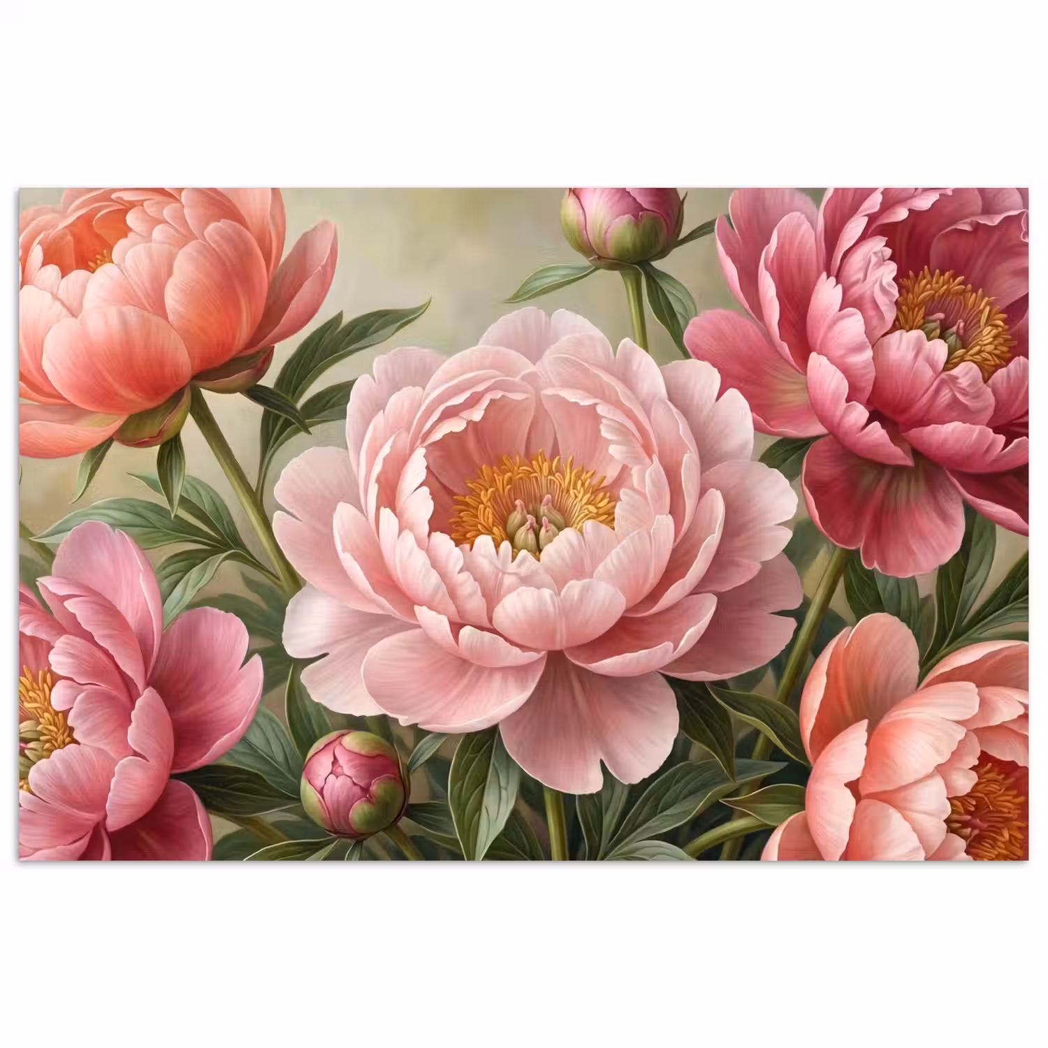 Bloemen - Roze - Klassiek - Gedetailleerd - Natuur poster papier klein -3d