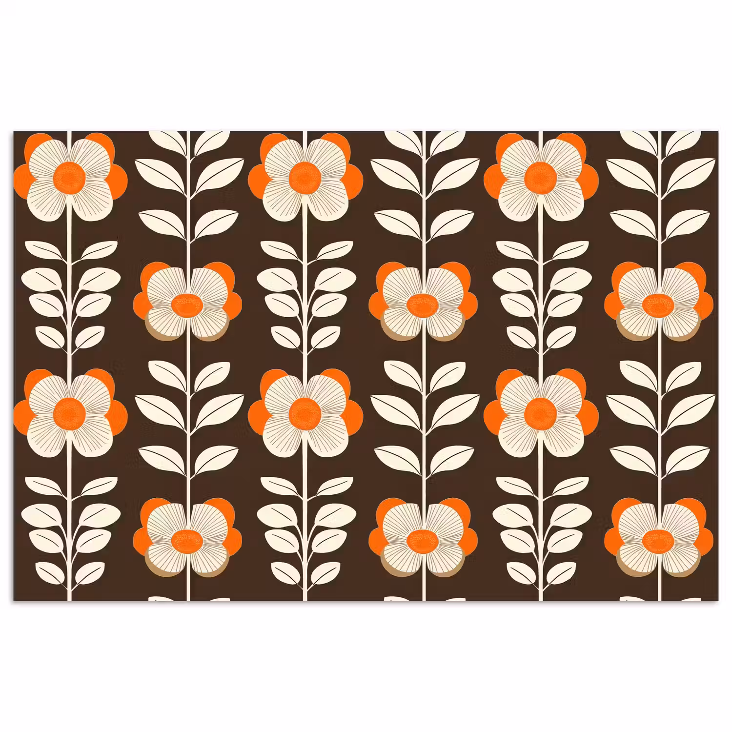 Bloemen - Retro - Bruin poster papier klein 62 -3d