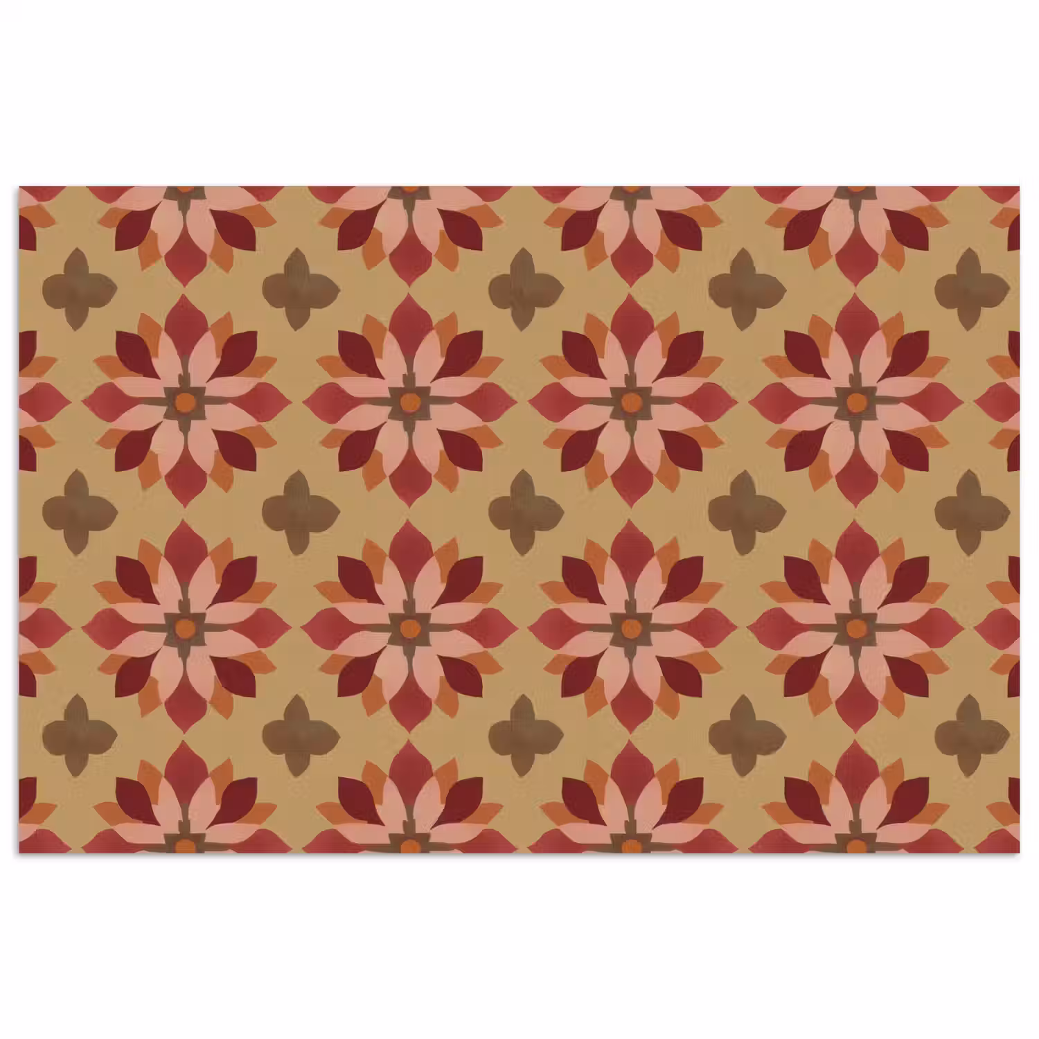 Bloemen - Retro - Groen poster papier klein 62 -3d