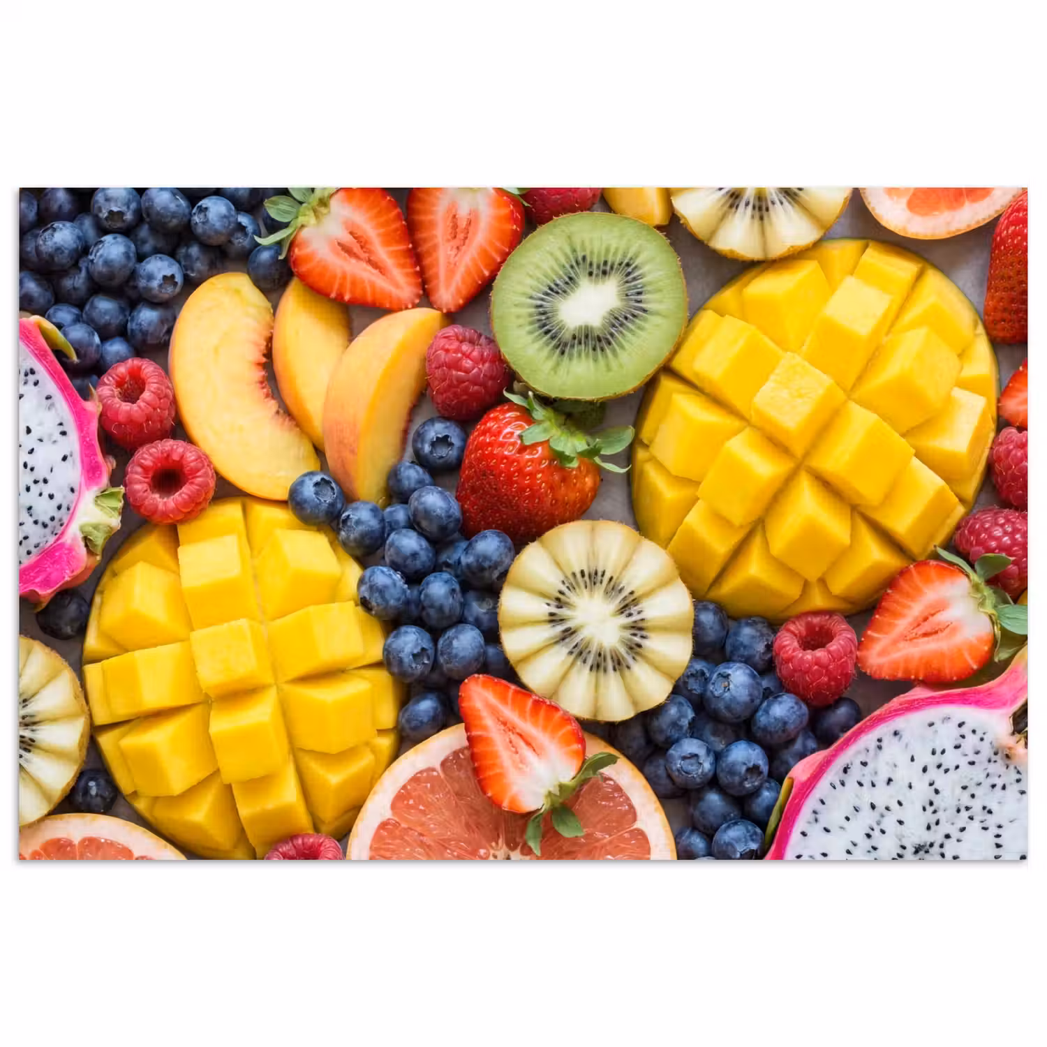 Fruit - Versneden - Kleurrijk - Eten - Gezond poster papier klein -3d