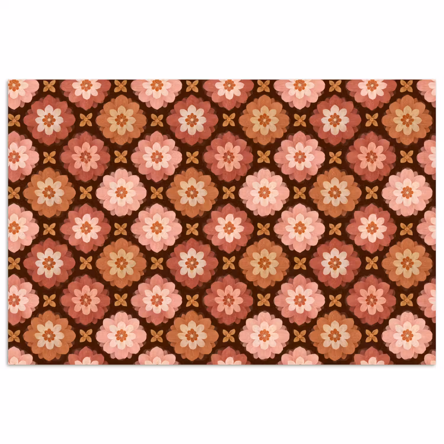 Geometrisch - Bloemen - Kleurrijk poster papier klein 62 -3d