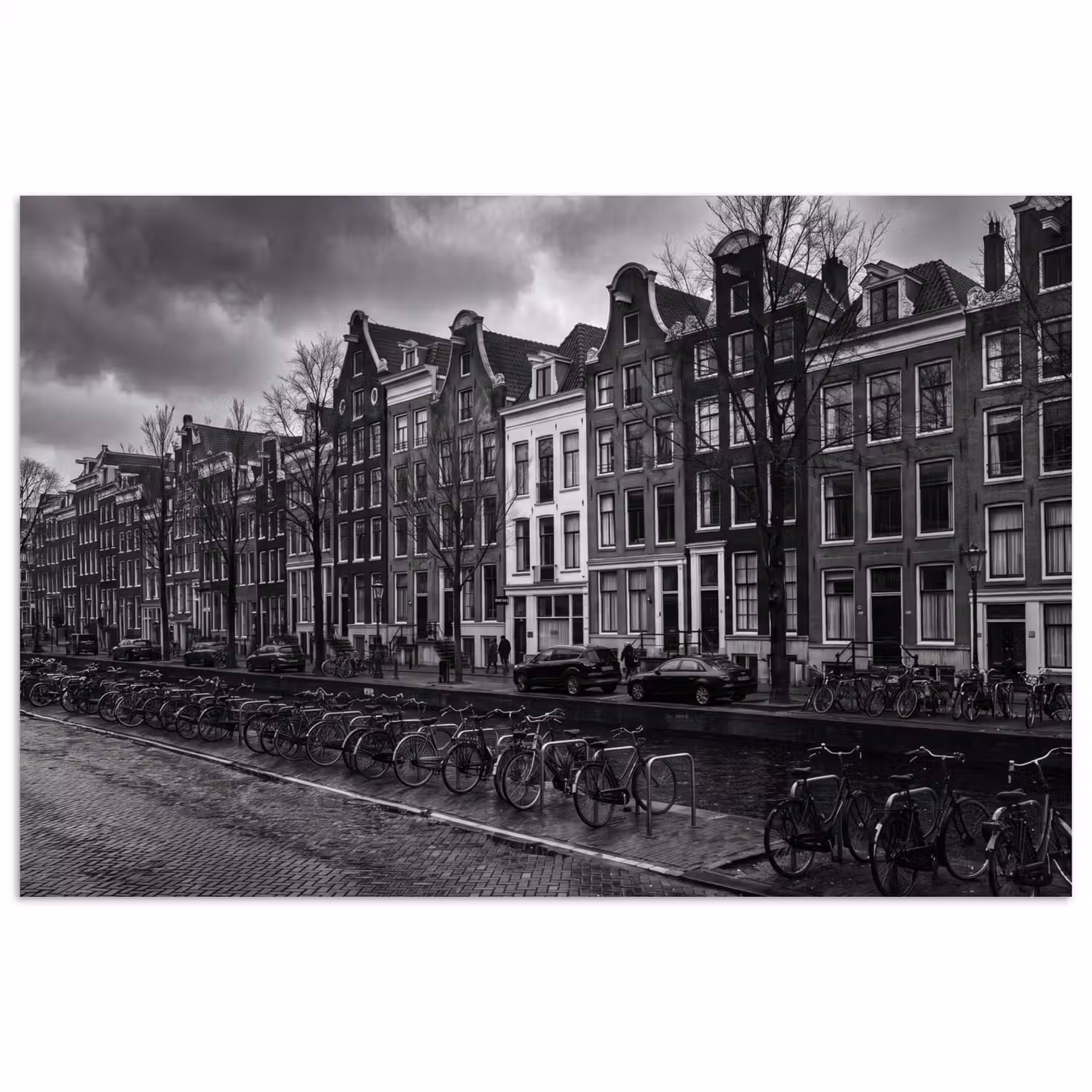 Huis - Gracht - Amsterdam - Architectuur - Zwart-wit poster papier klein -3d