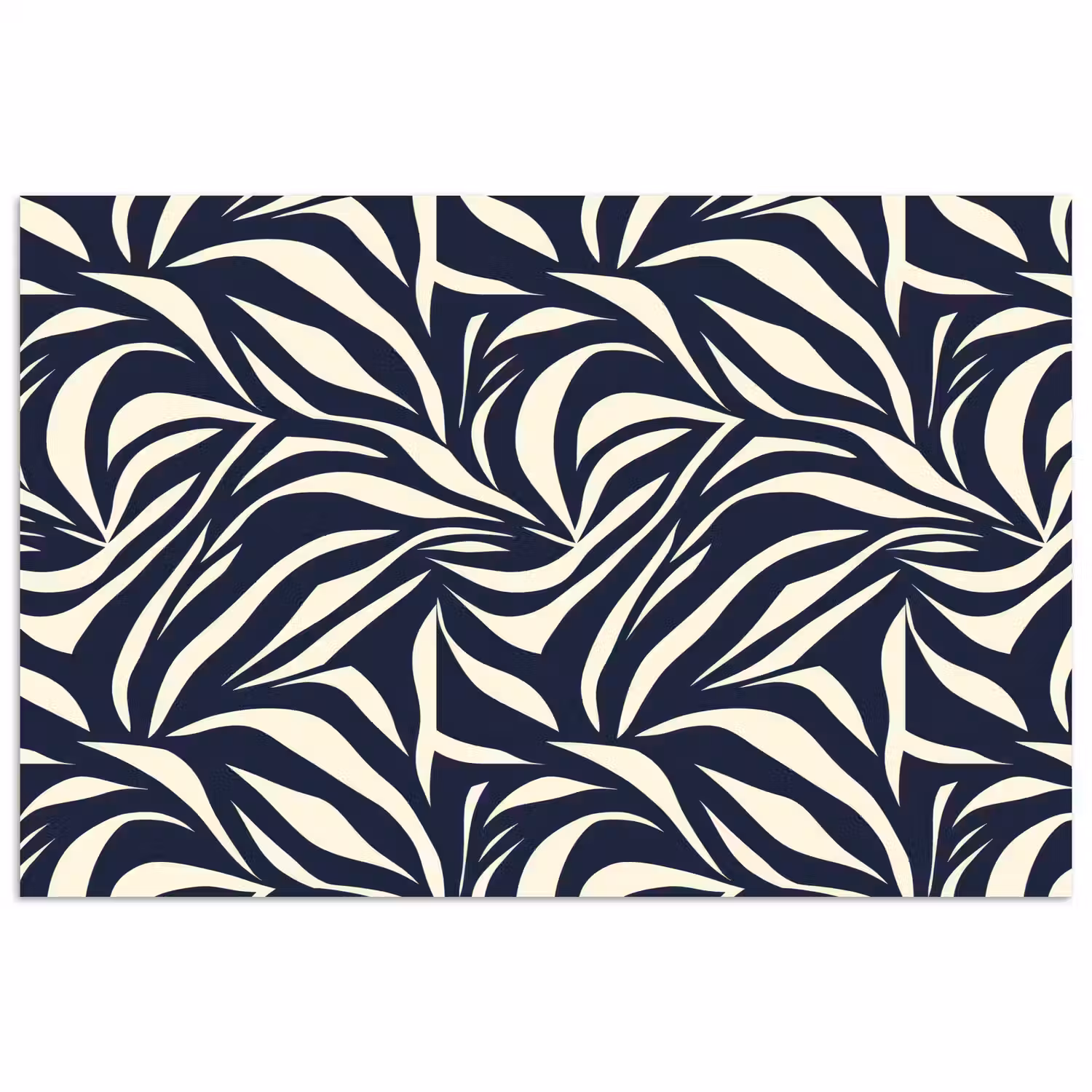 Bladvormen - Blauw - Patroon - Wit poster papier klein 62 -3d