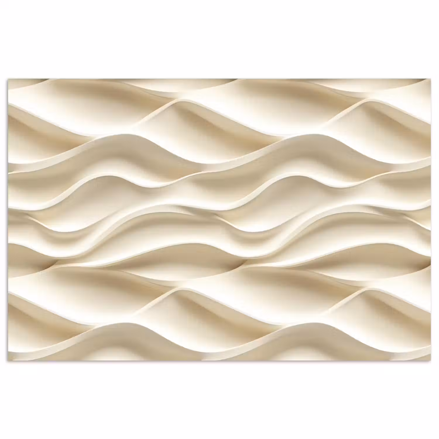 Lijnen - Golvend - Crème poster papier klein 62 -3d