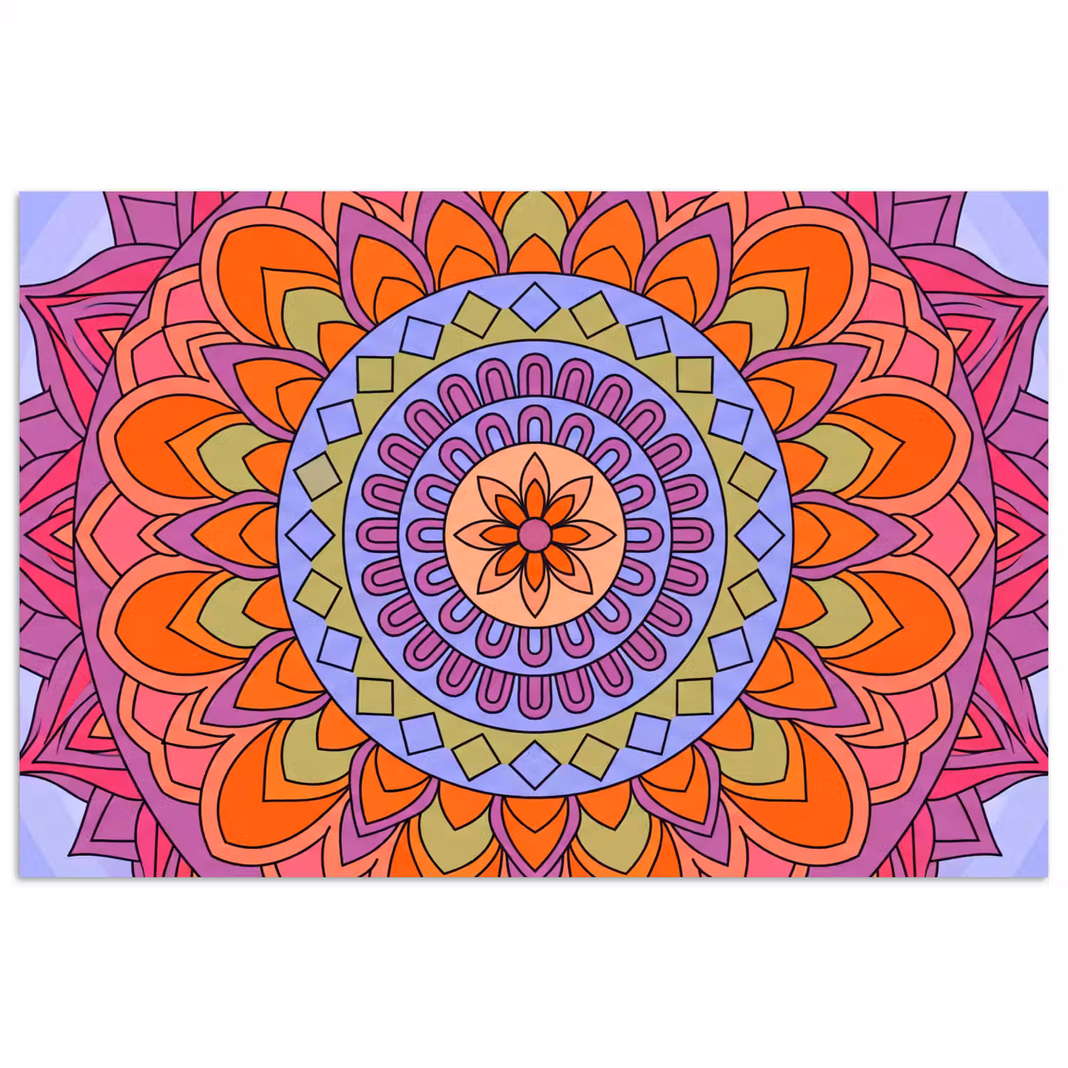 Mandala - Cirkel - Abstract - Kleurrijk - Patroon poster papier klein -3d