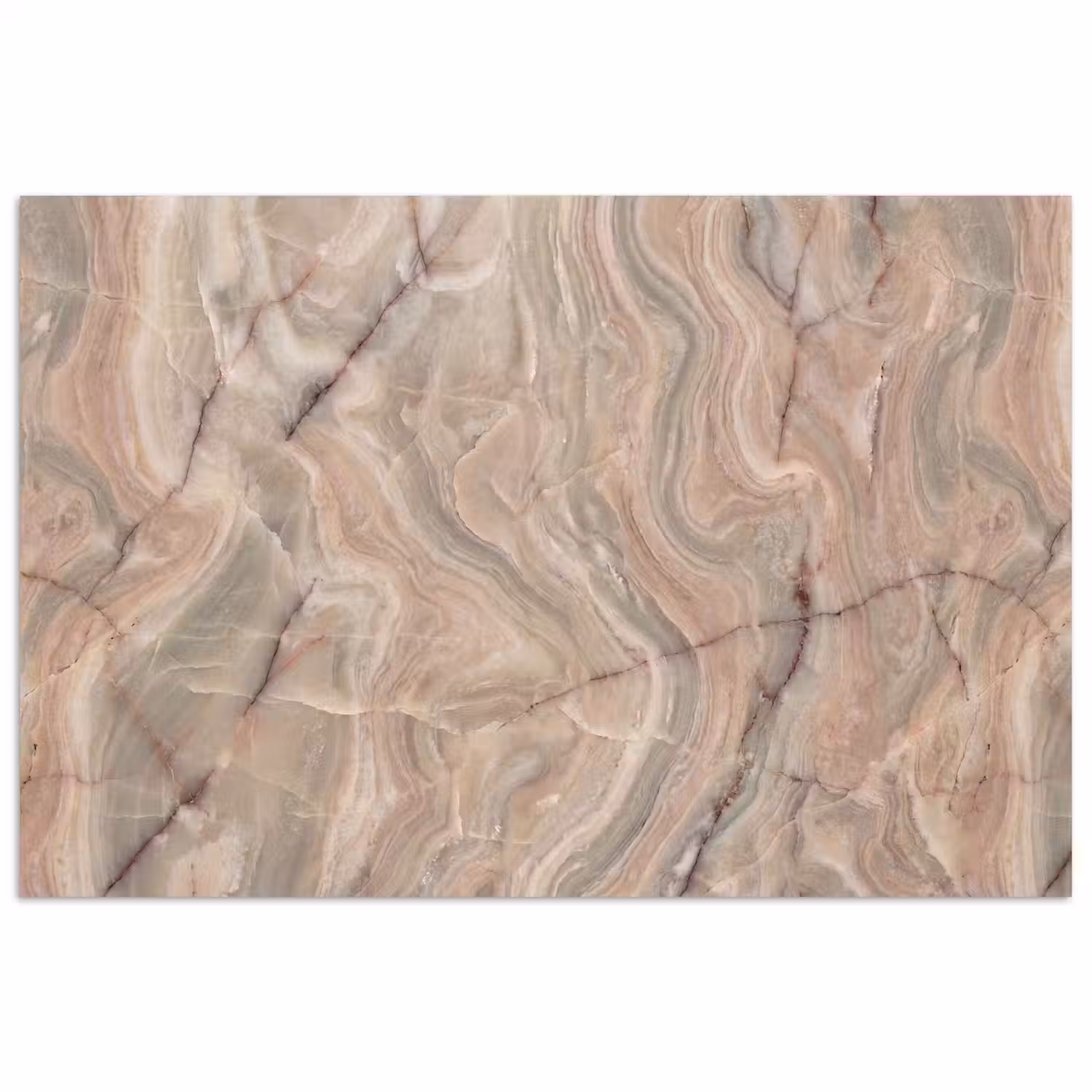 Marmer - Patroon - Abstract - Beige - Groen poster papier klein -3d