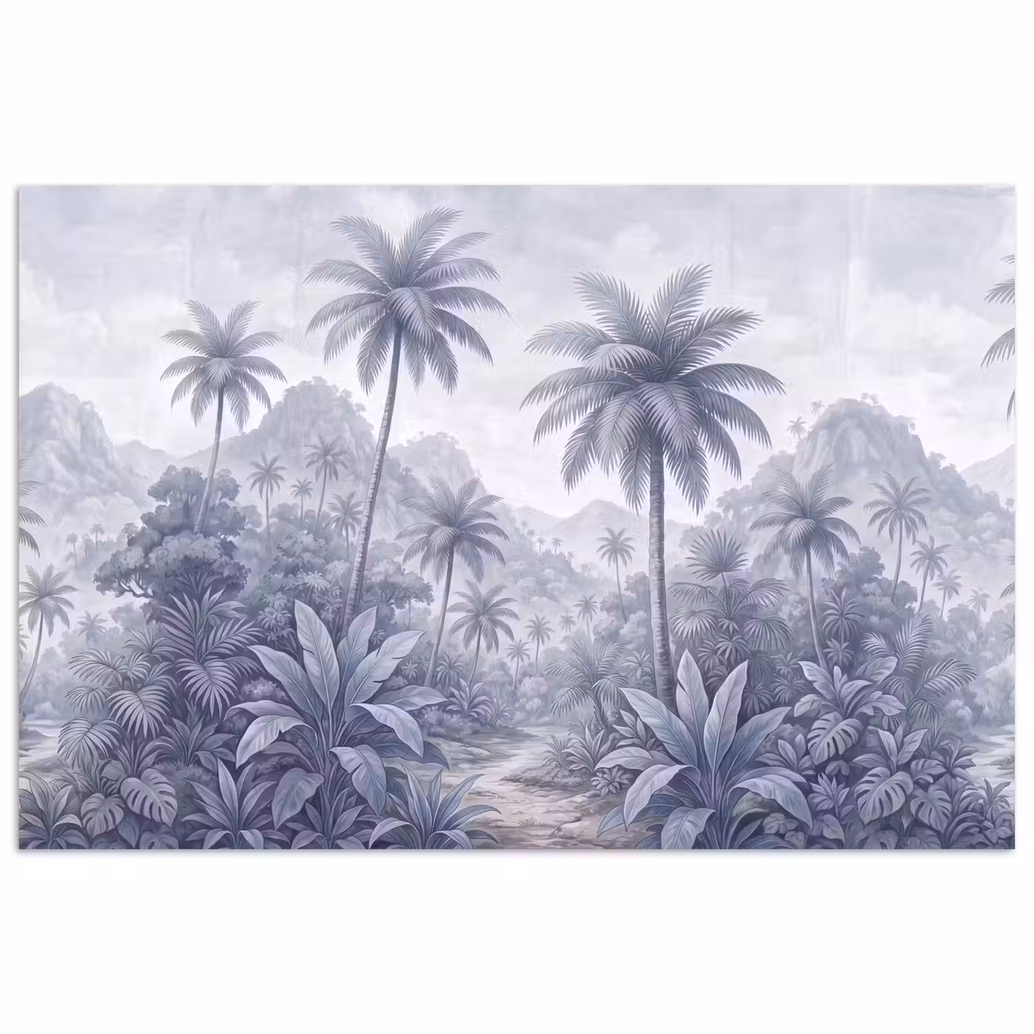 Natuur - Boom - Tropisch - Landschap - Blauw poster papier klein -3d