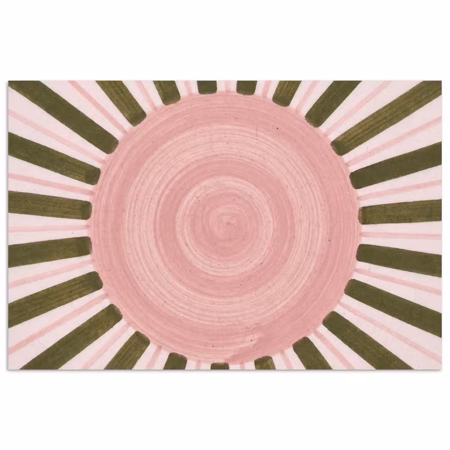 Patroon - Cirkel - Stralen - Abstract - Roze poster papier klein -3d