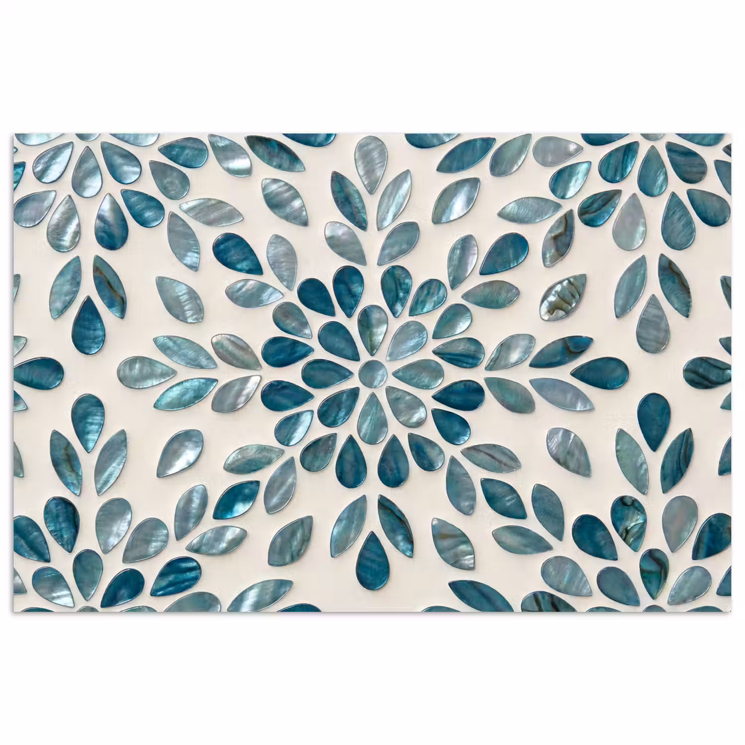 Patroon - Bladeren - Abstract - Modern - Turquoise poster papier klein -3d