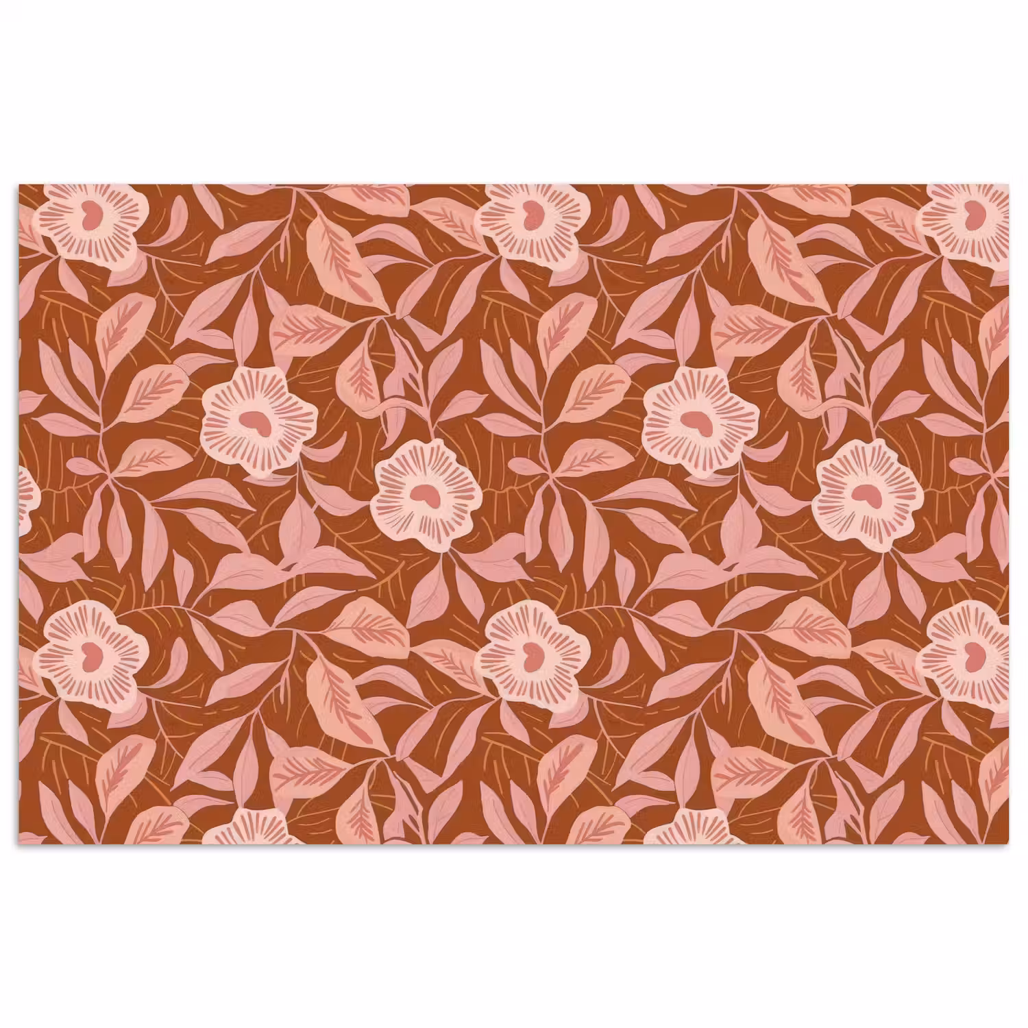 Patroon - Bladeren - Terracotta poster papier klein 62 -3d