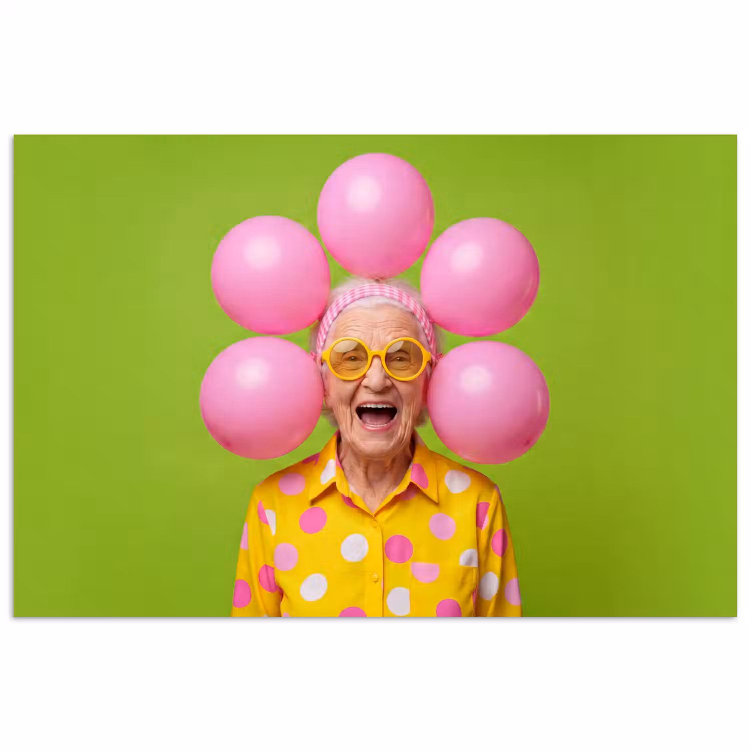 Mens - Ballonnen - Feest - Kleurrijk - Roze poster papier klein -3d