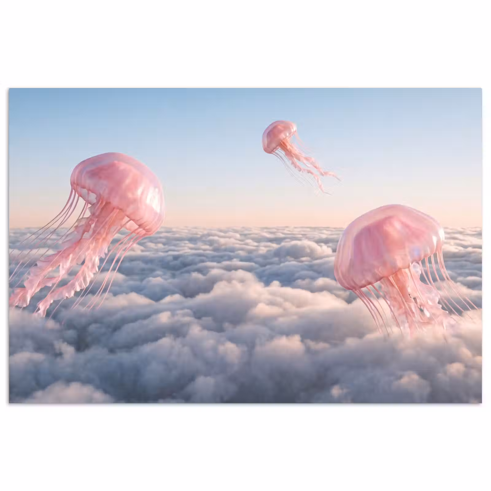 Poster - Pink Animal - Clouds - Roze dier - Wolken poster papier klein