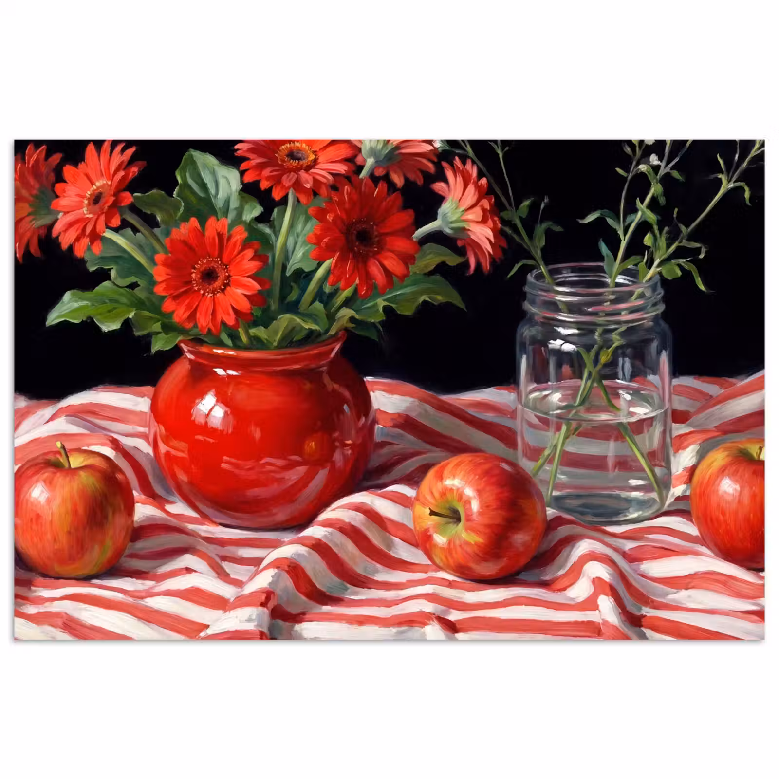 Poster - Red Flowers - Vase - Rode bloemen - Vaas poster papier klein