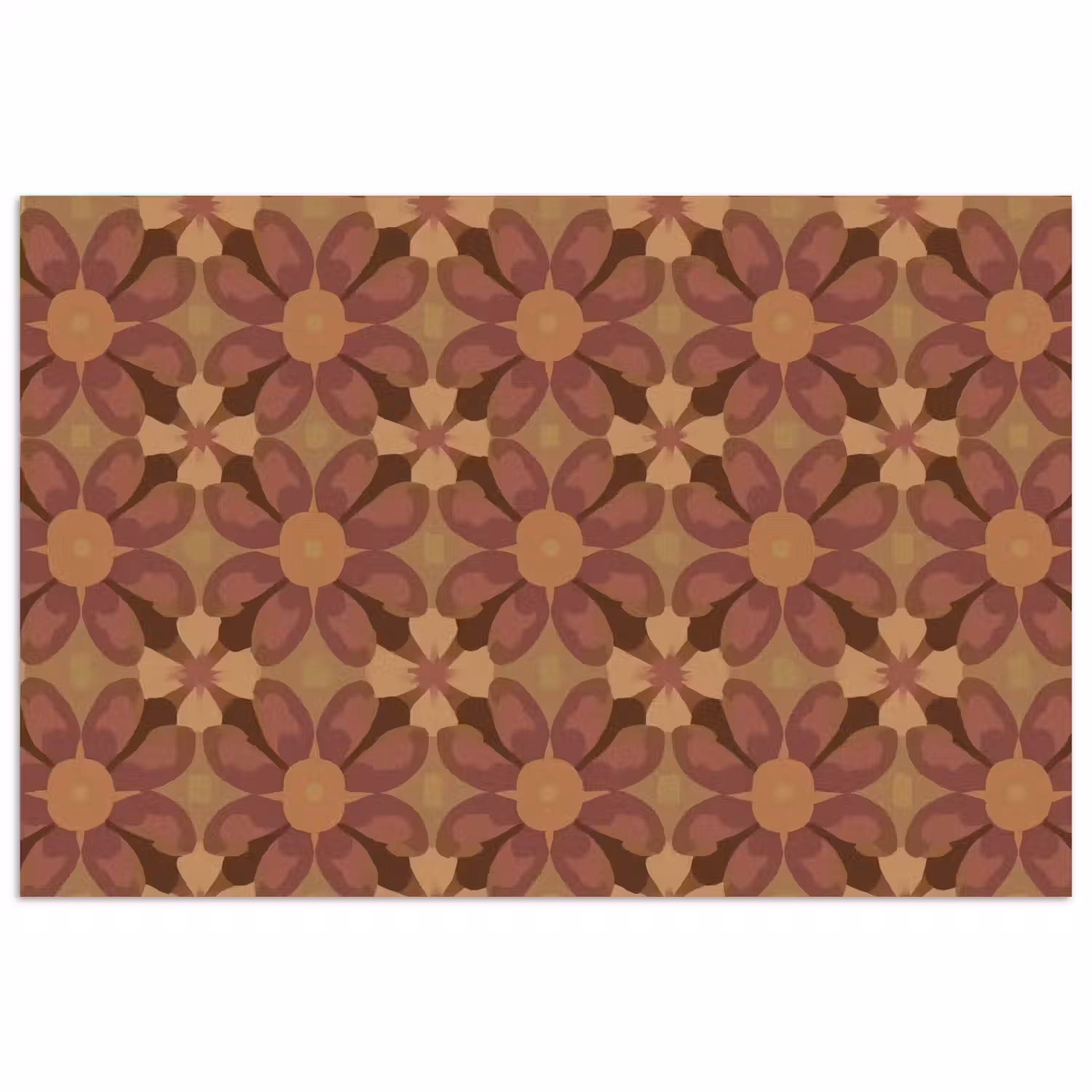 Retro - Bloemen - Bruin poster papier klein 62 -3d