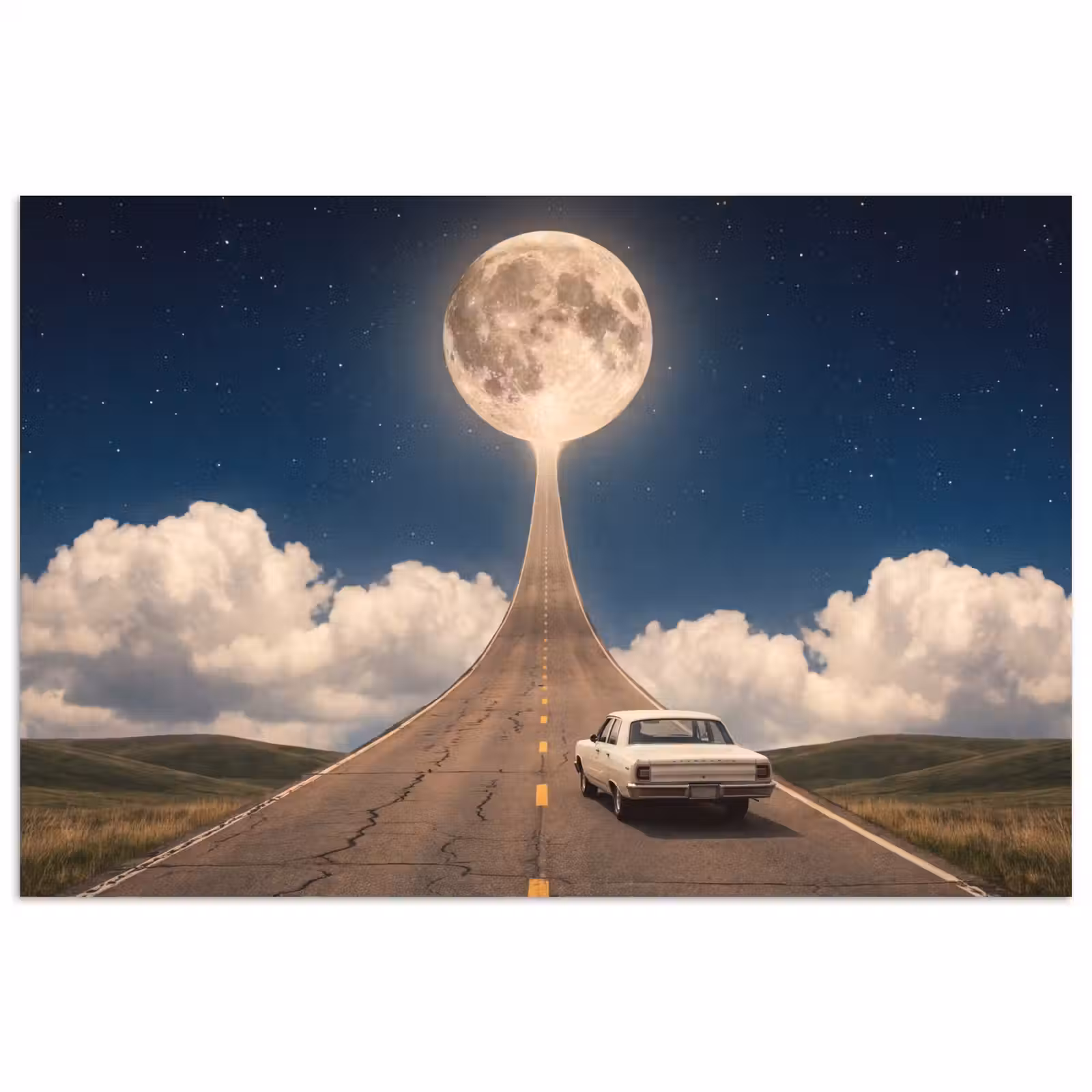Poster - Road - Moon - Night - Weg - Maan - Nacht poster papier klein
