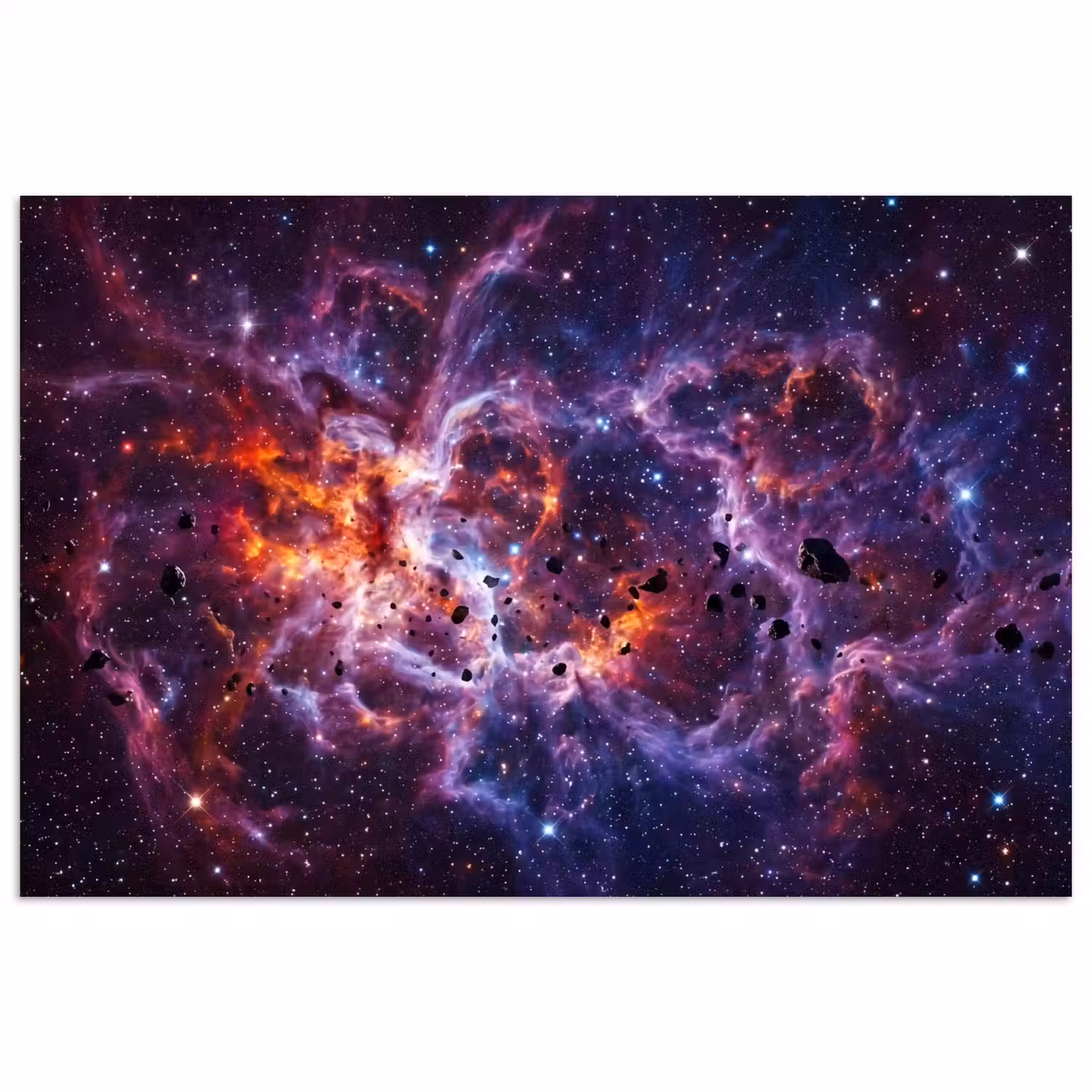 Space - Stars - Abstract - Colorful poster papier klein -3d