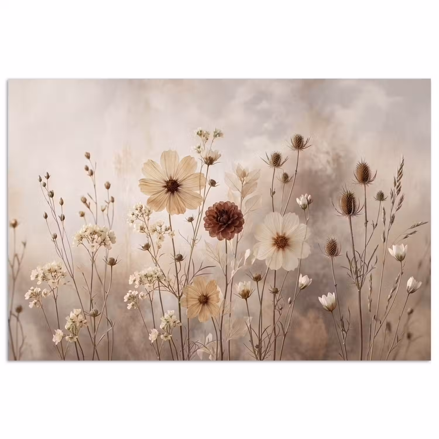 Wilde bloemen - Botanisch - Vintage - Natuur - Rustiek poster papier klein -3d