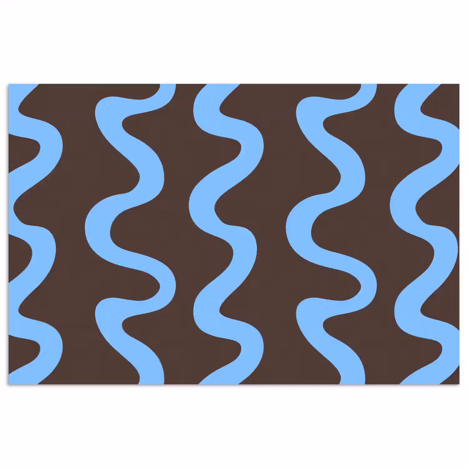 Kronkelende lijnen - Blauw - Bruin - Minimalistisch poster papier klein 62 -3d