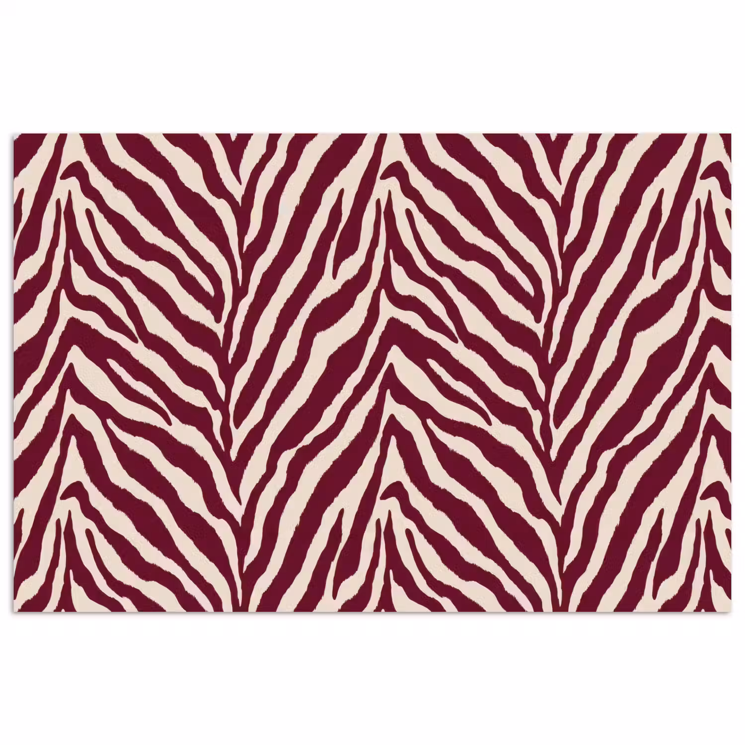 Zebra - Motief - Bordeaux - Rood poster papier klein 62 -3d