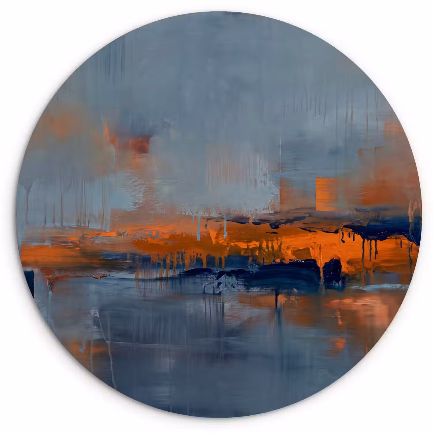 Abstract - Kleuren - Modern - Oranje - Grijs Wandcirkel kunststof plaat 5mm dik klein -3d