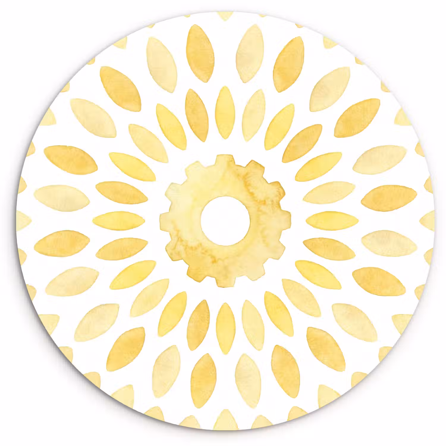 Abstract - Geometrisch - Stralend - Geel Wandcirkel kunststof plaat 5mm dik klein -3d