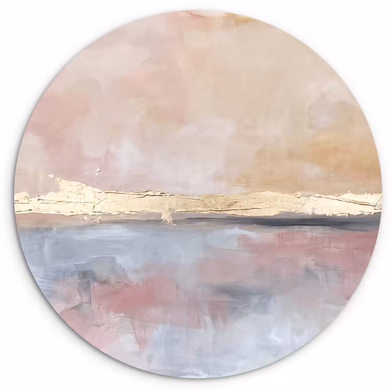 Abstract - Horizontaal - Kunst - Roze - Goud Wandcirkel kunststof plaat 5mm dik klein -3d