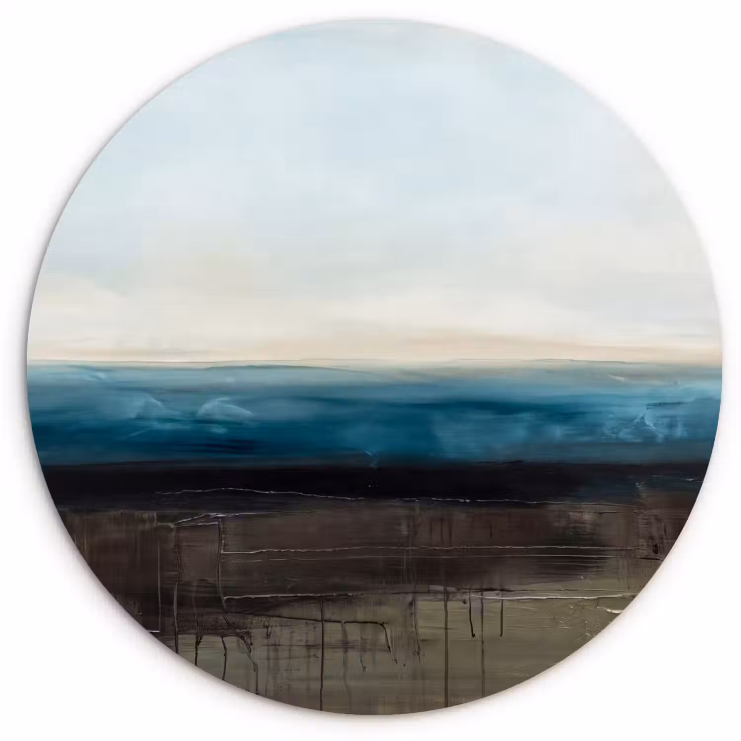 Abstract - Landschap - Horizon - Blauw - Modern Wandcirkel kunststof plaat 5mm dik klein -3d