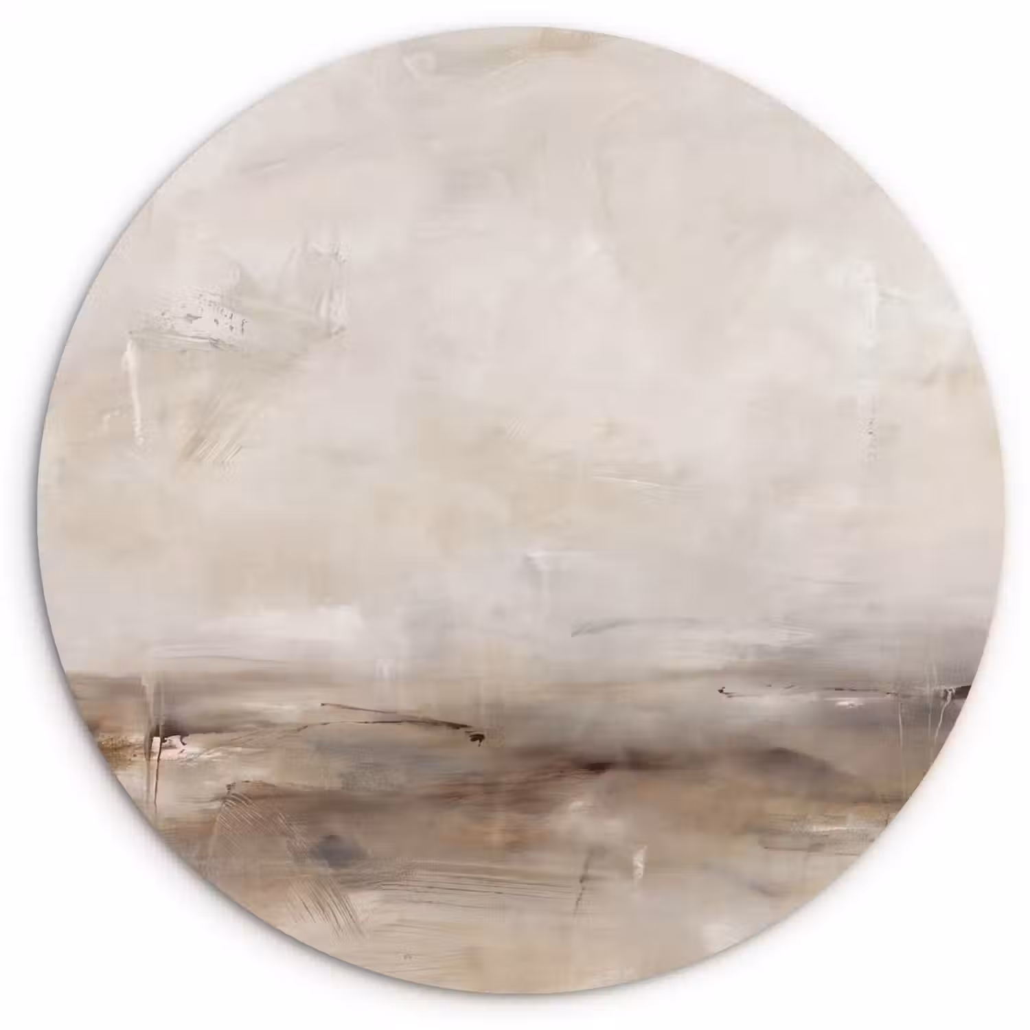 Abstrakt - Landschap - Modern - Beige - Kunst Wandcirkel kunststof plaat 5mm dik klein -3d