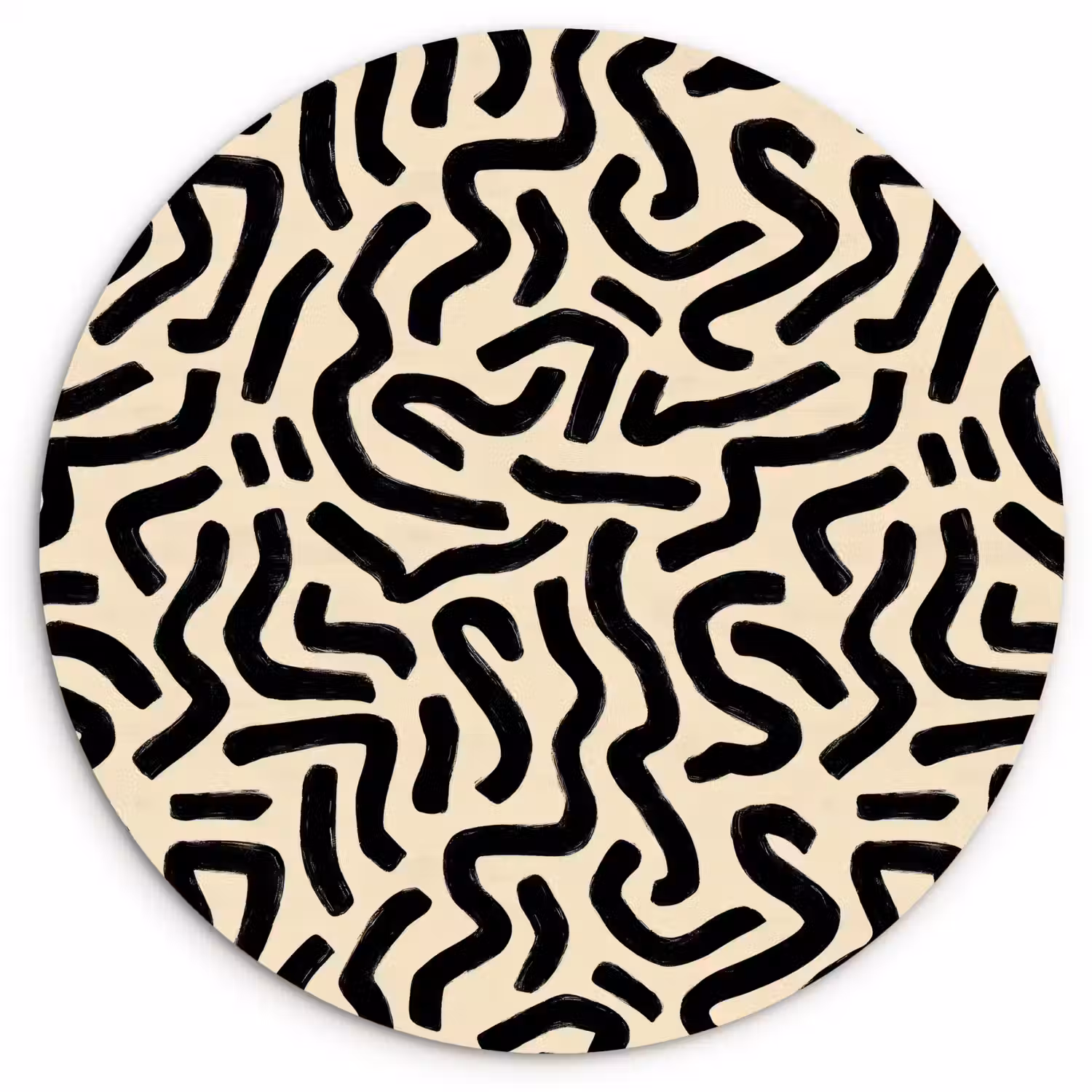 Abstract - Lijnen - Zwart Wandcirkel kunststof plaat 5mm dik klein 188 -3d