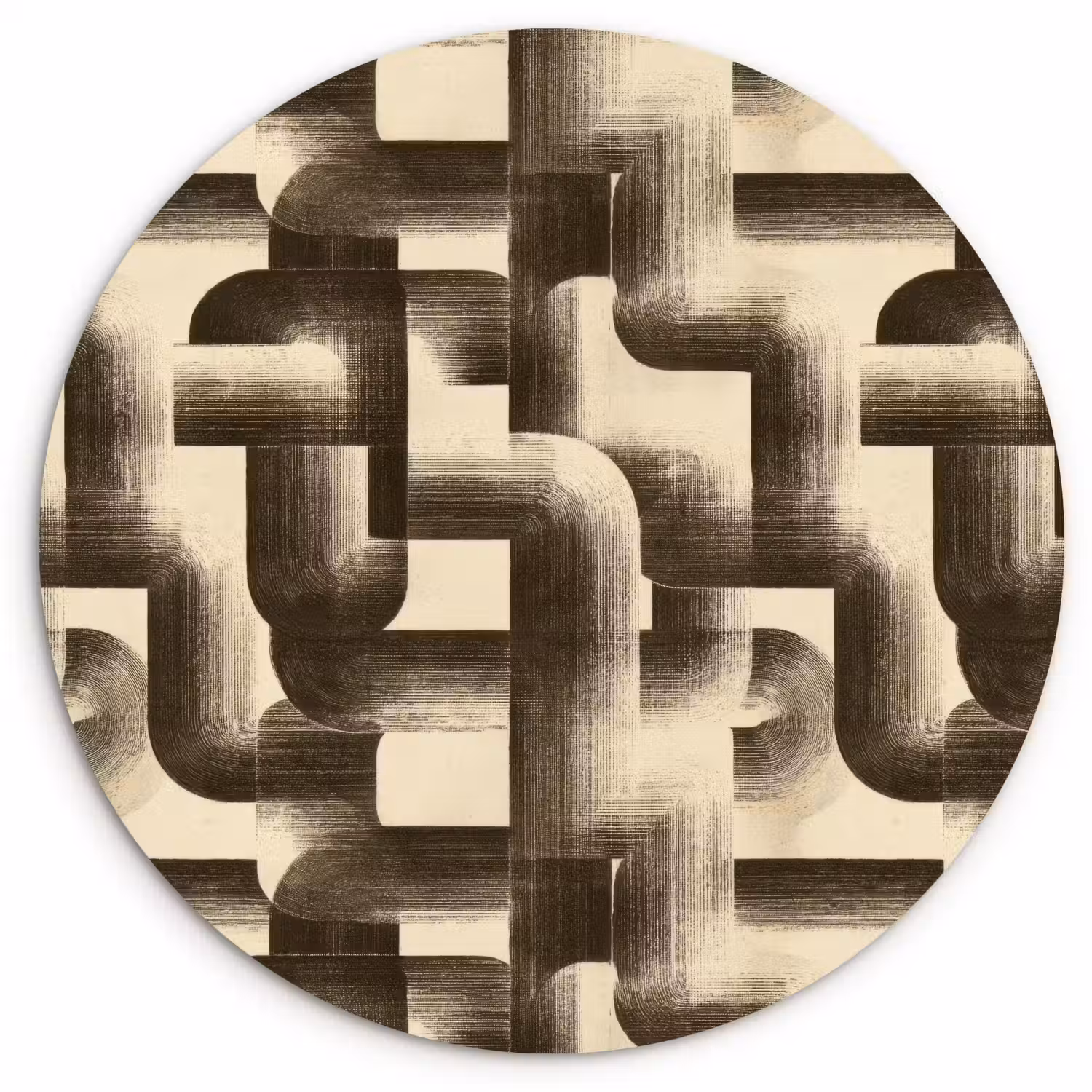 Abstract - Retro - Zwart Wandcirkel kunststof plaat 5mm dik klein 188 -3d