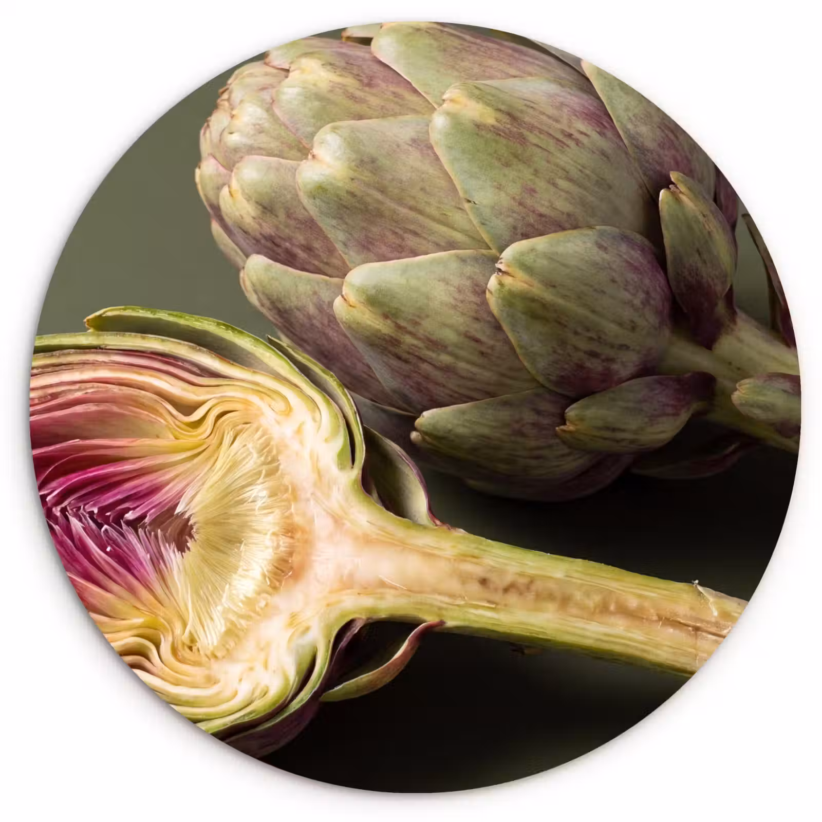 round wall art - Artichoke - Purple - Food - Artisjok - Paars - Voedsel Wandcirkel kunststof plaat 5mm dik klein