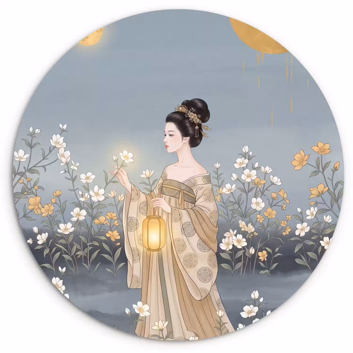Aziatisch - Vrouw - Kimono Wandcirkel kunststof plaat 5mm dik klein -3d