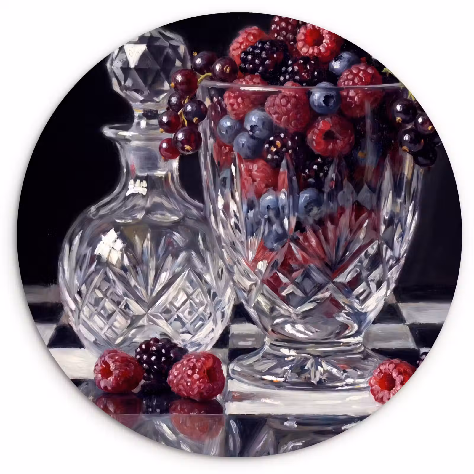 round wall art - Berries - Crystal - Still Life - Bessen - Kristal - Stilleven Wandcirkel kunststof plaat 5mm dik klein