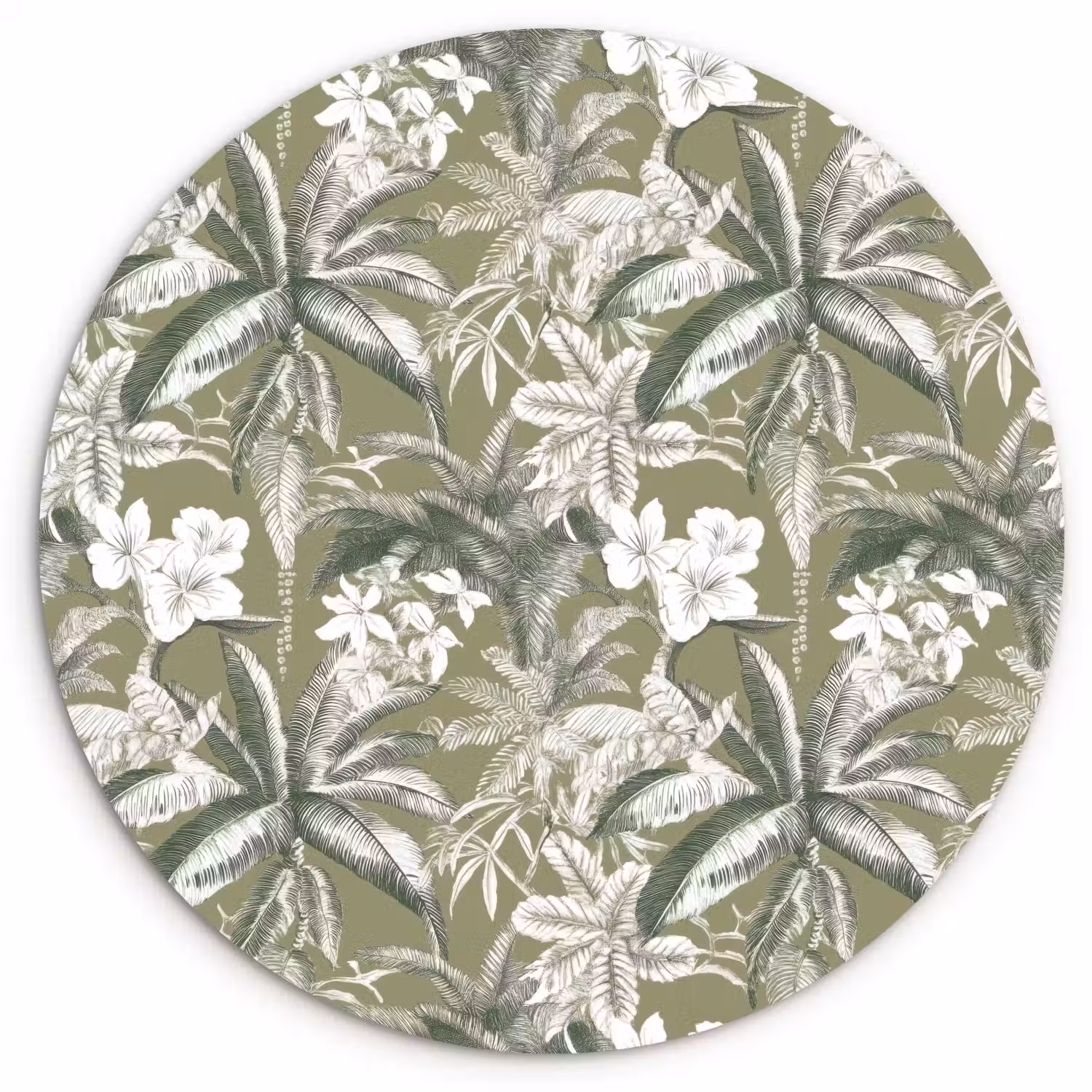 Botanisch - Bloemen - Groen Wandcirkel kunststof plaat 5mm dik klein 188 -3d