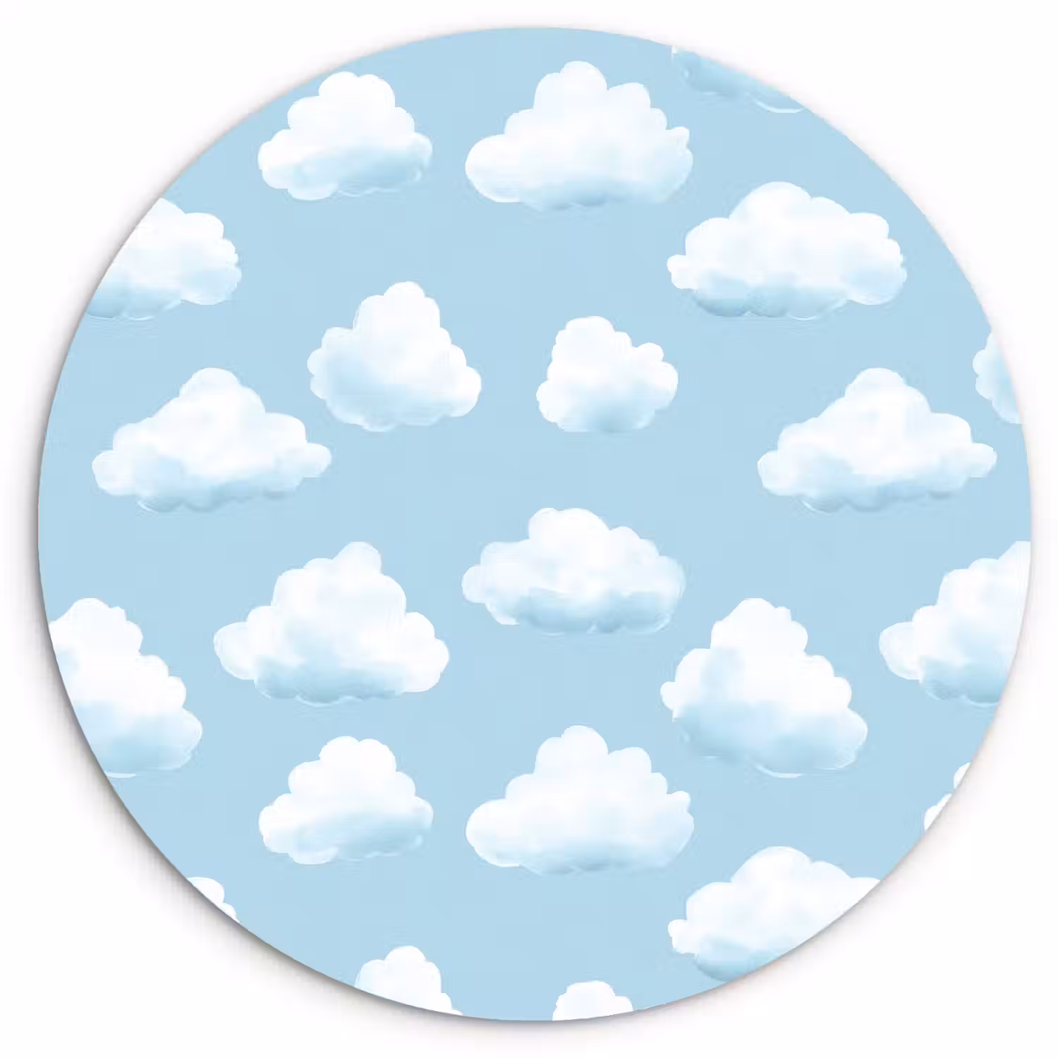 Wolken - Illustratie - Blauw Wandcirkel kunststof plaat 5mm dik klein 188 -3d