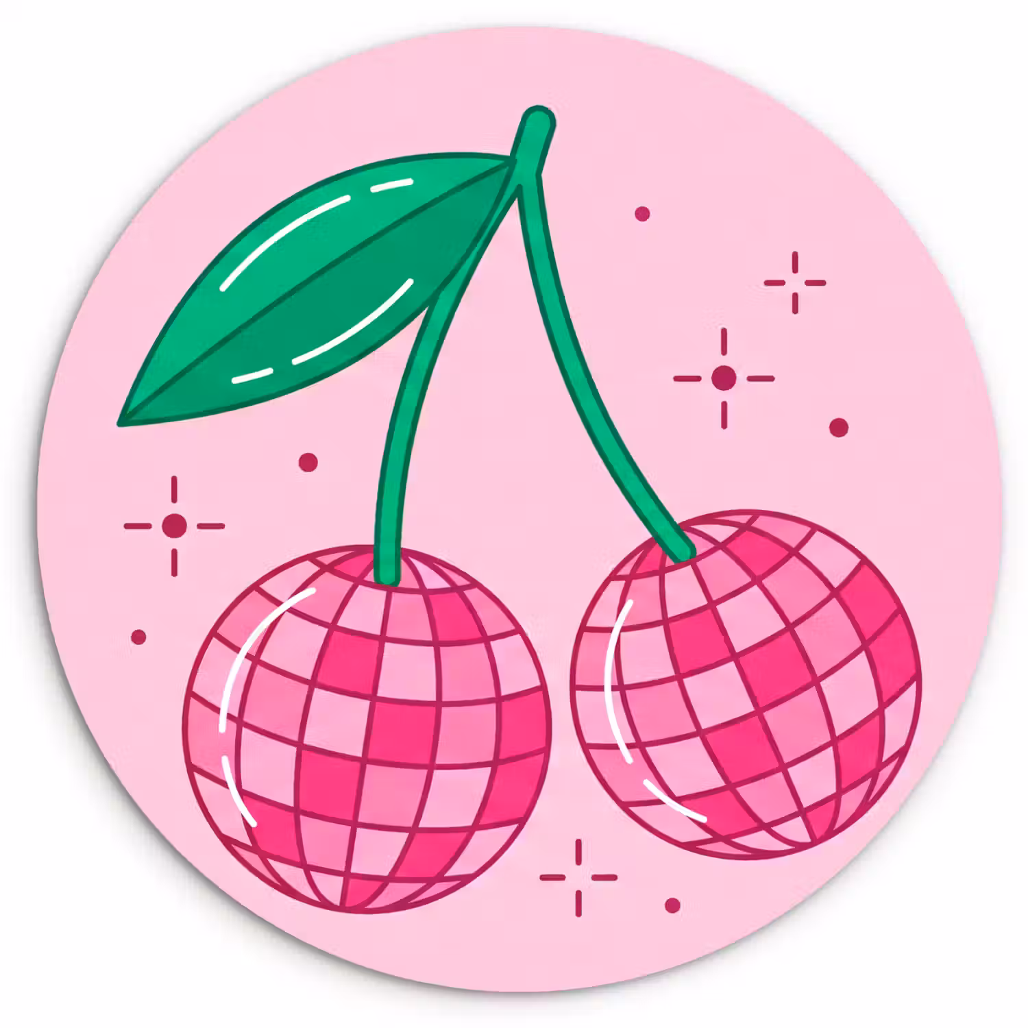 Decoratie - Disco-bal - Feest - Roze Wandcirkel kunststof plaat 5mm dik klein -3d