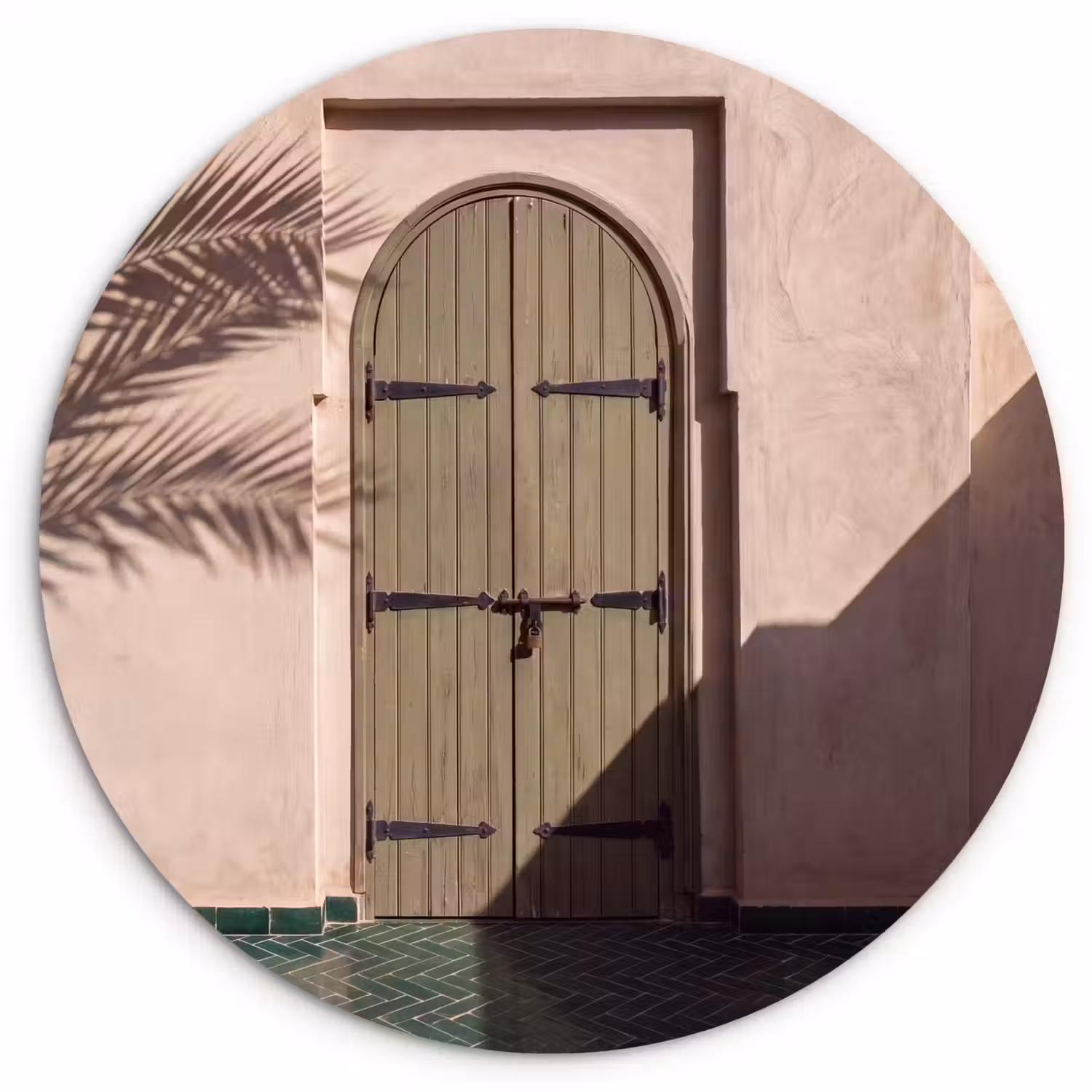 Deur - Hout - Architectuur - Groen - Rustiek Wandcirkel kunststof plaat 5mm dik klein -3d