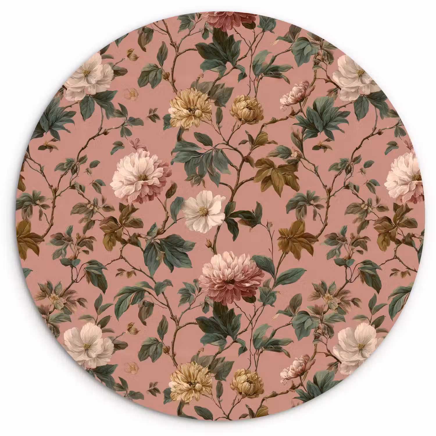 Bloemen - Klassiek - Roze Wandcirkel kunststof plaat 5mm dik klein 188 -3d