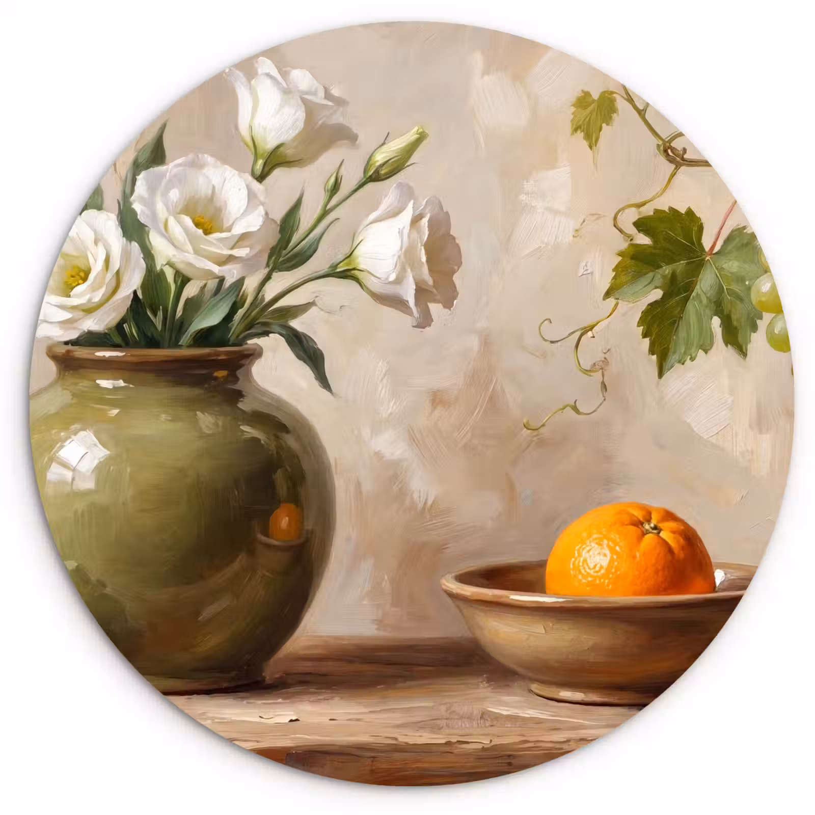 round wall art - Flowers - Fruit - Still Life - Bloemen - Fruit - Stilleven Wandcirkel kunststof plaat 5mm dik klein