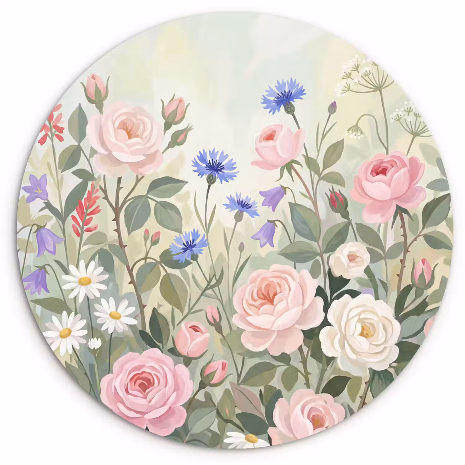 Bloemen - Tuin - Natuur - Kleurrijk Wandcirkel kunststof plaat 5mm dik klein -3d