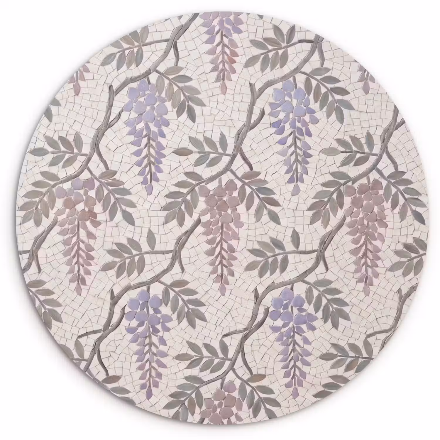 Bloemen - Mozaïek - Natuur - Patroon - Paars Wandcirkel kunststof plaat 5mm dik klein -3d
