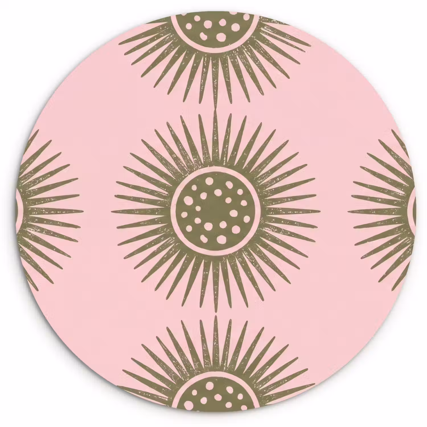 Bloemen - Patroon - Abstract - Roze - Groen Wandcirkel kunststof plaat 5mm dik klein -3d
