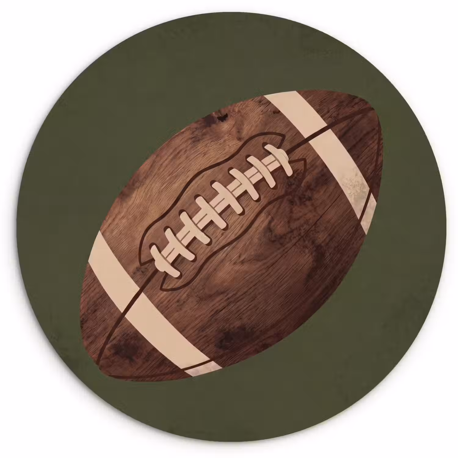 Football - Hout - Sport - Groen Wandcirkel kunststof plaat 5mm dik klein -3d